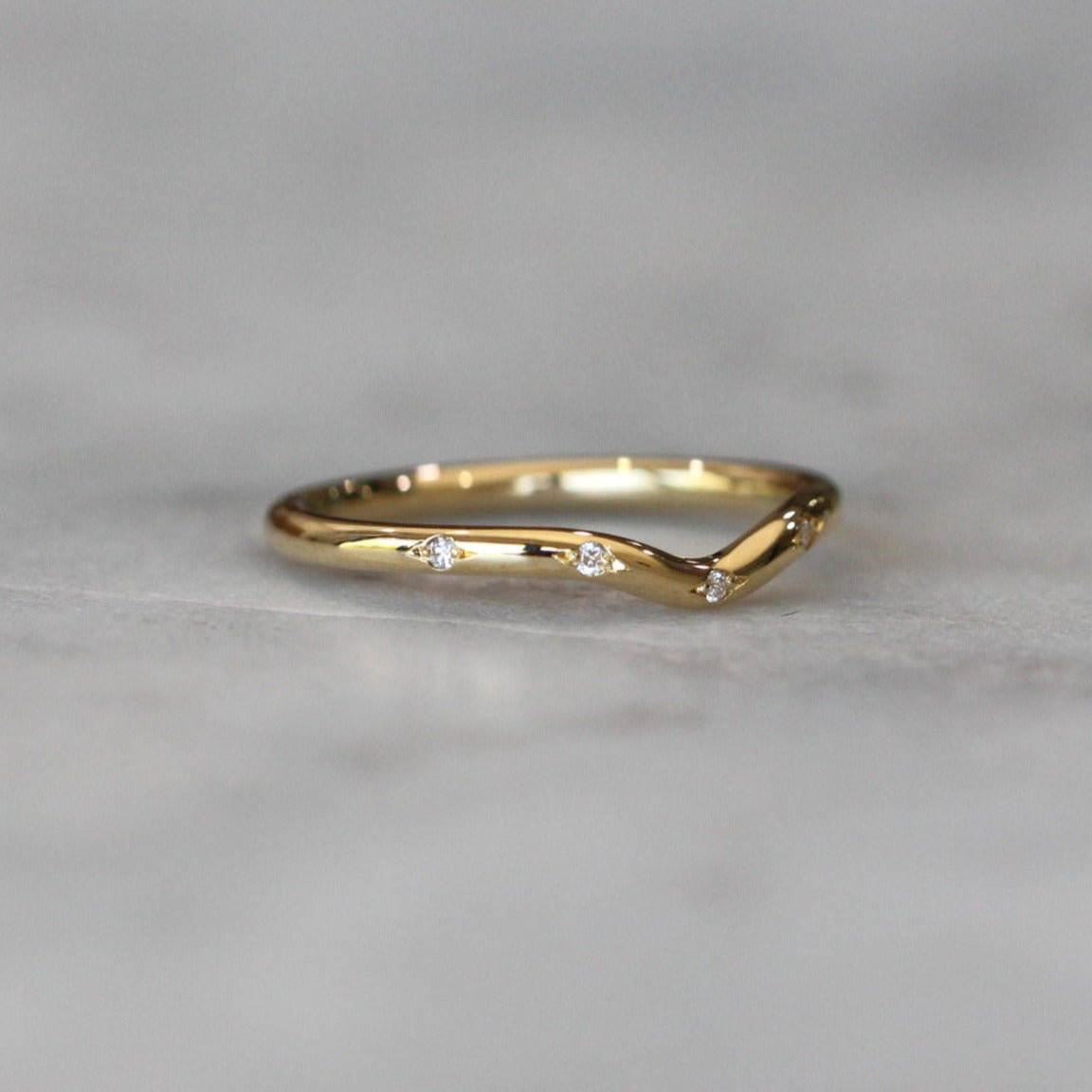 0.10 Carats Moissanite Round Shape Curved Wedding Band