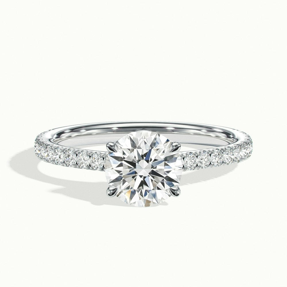 1.0 Carats Lab Grown Diamond Round Shape E-VS1 Pave Engagement Ring