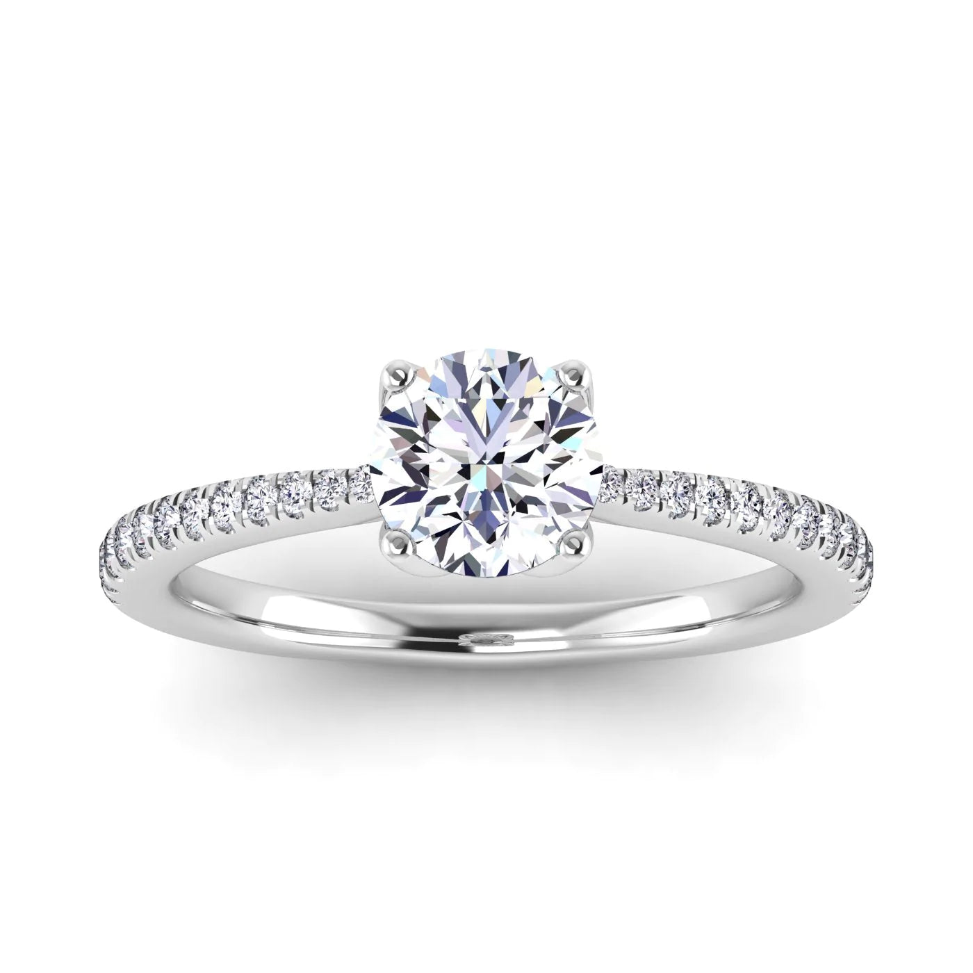 0.96 Carats Round Shape Moissanite Pave Engagement Ring
