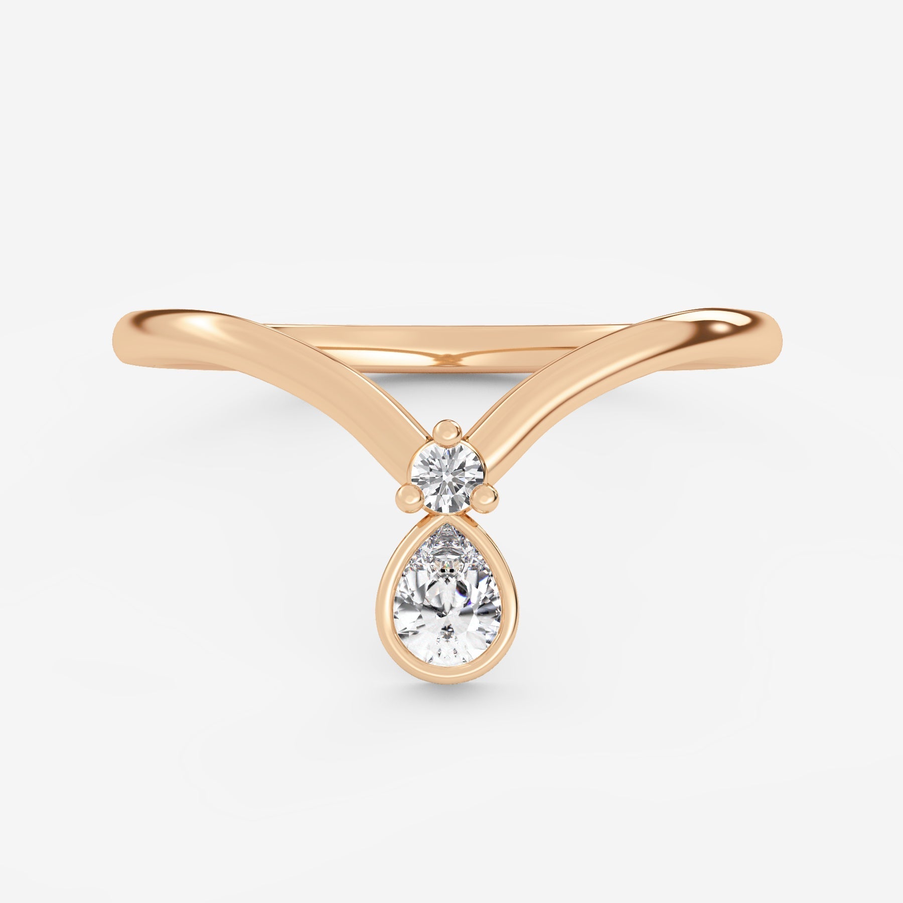 0.10 Carats Moissanite Round & Pear Shape Curved Wedding Band