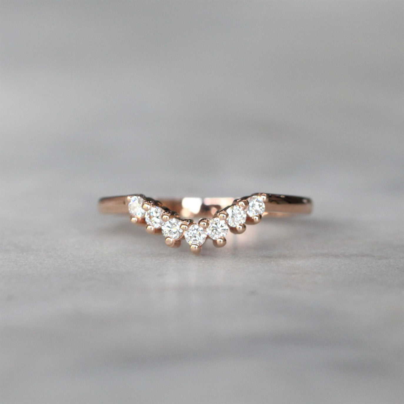 0.25 Carats Moissanite Round Shape Curved Wedding Band