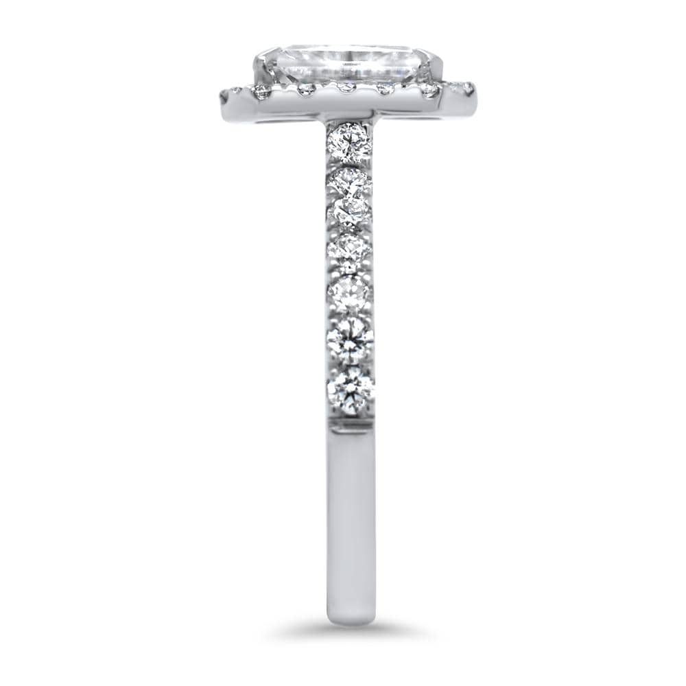 1.01 Carats Pear Shape Moissanite Halo & Pave Engagement Ring