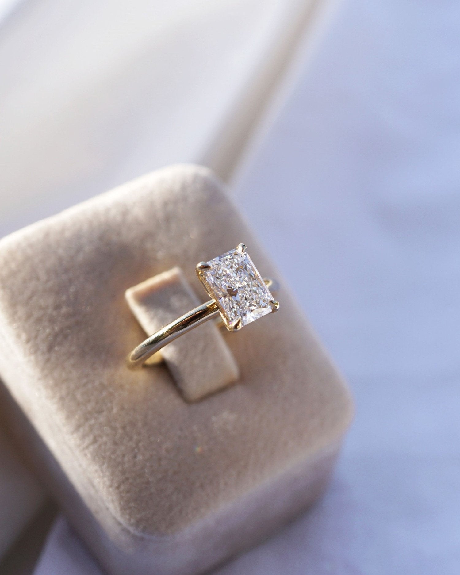 2.0 Carats Radiant Shape Moissanite Solitaire Engagement Ring