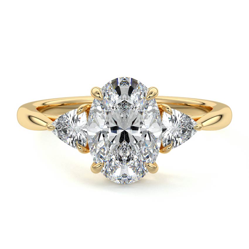 3.50 Carats Lab Grown Diamond Oval Shape E-VS1 Three Stone Engagement Ring