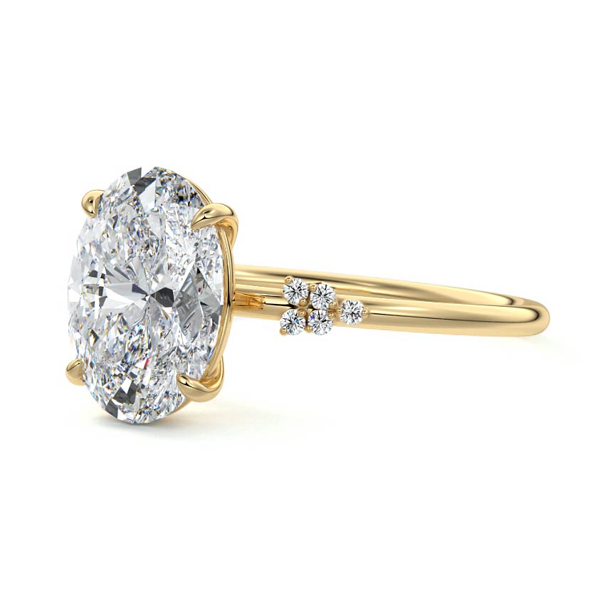 3.50 Carats Lab Grown Diamond Oval Shape E-VS1 Cluster Engagement Ring