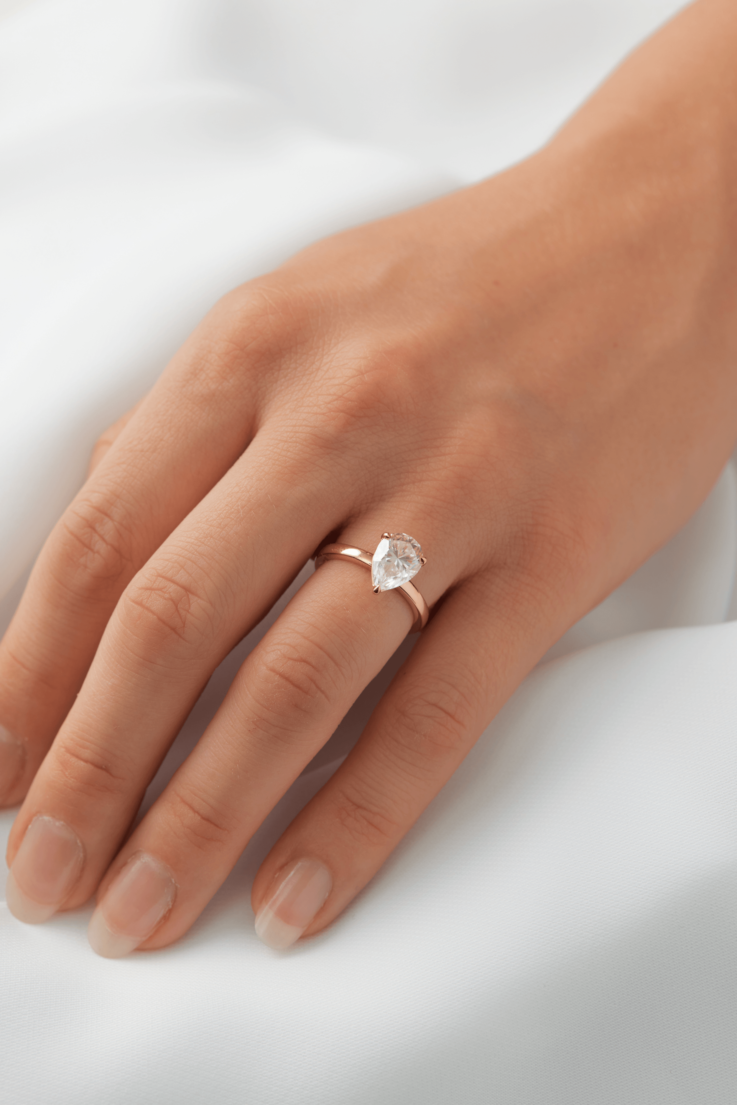 1.75 Carats Pear Shape Moissanite Solitaire Engagement Ring