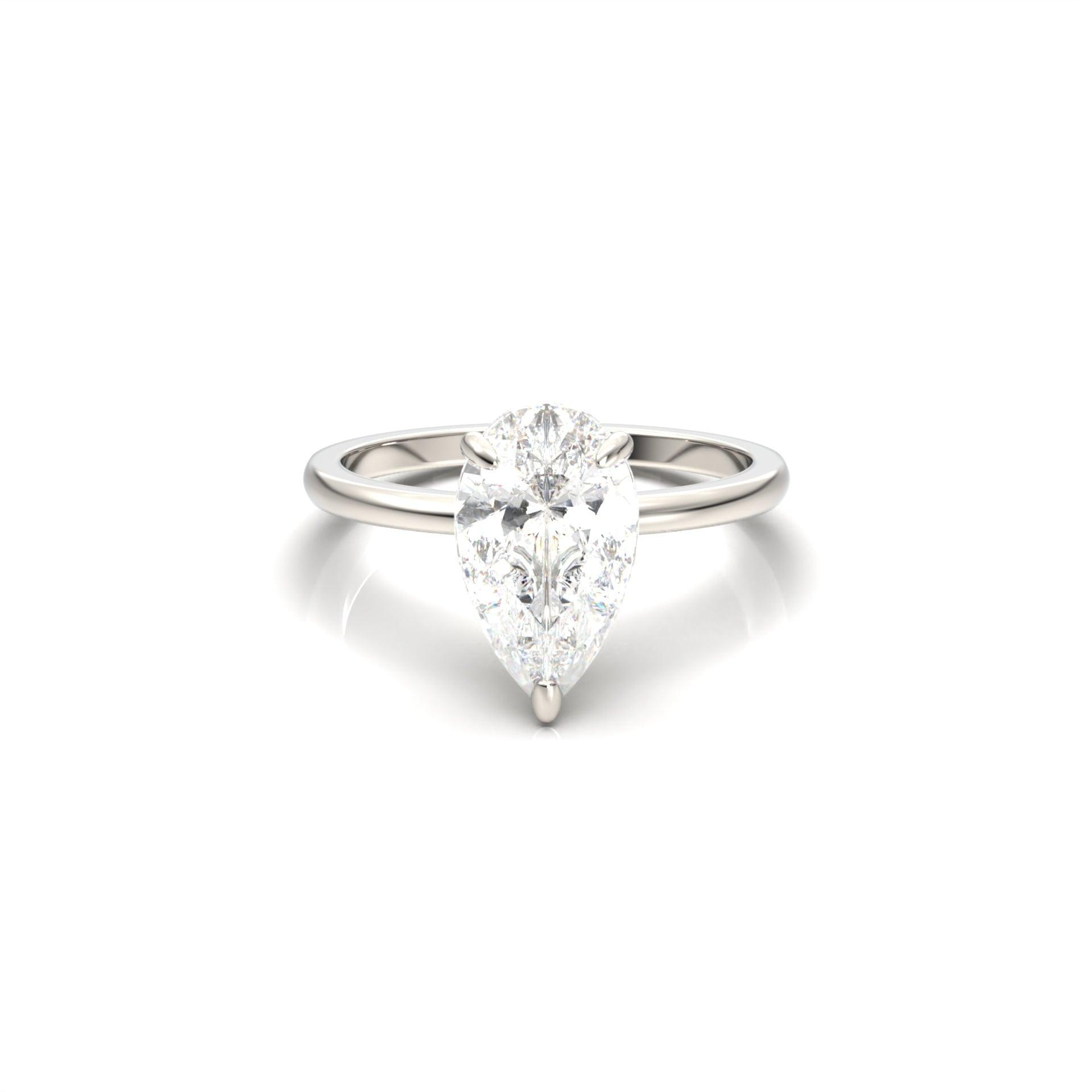 1.75 Carats Pear Shape Moissanite Solitaire Engagement Ring