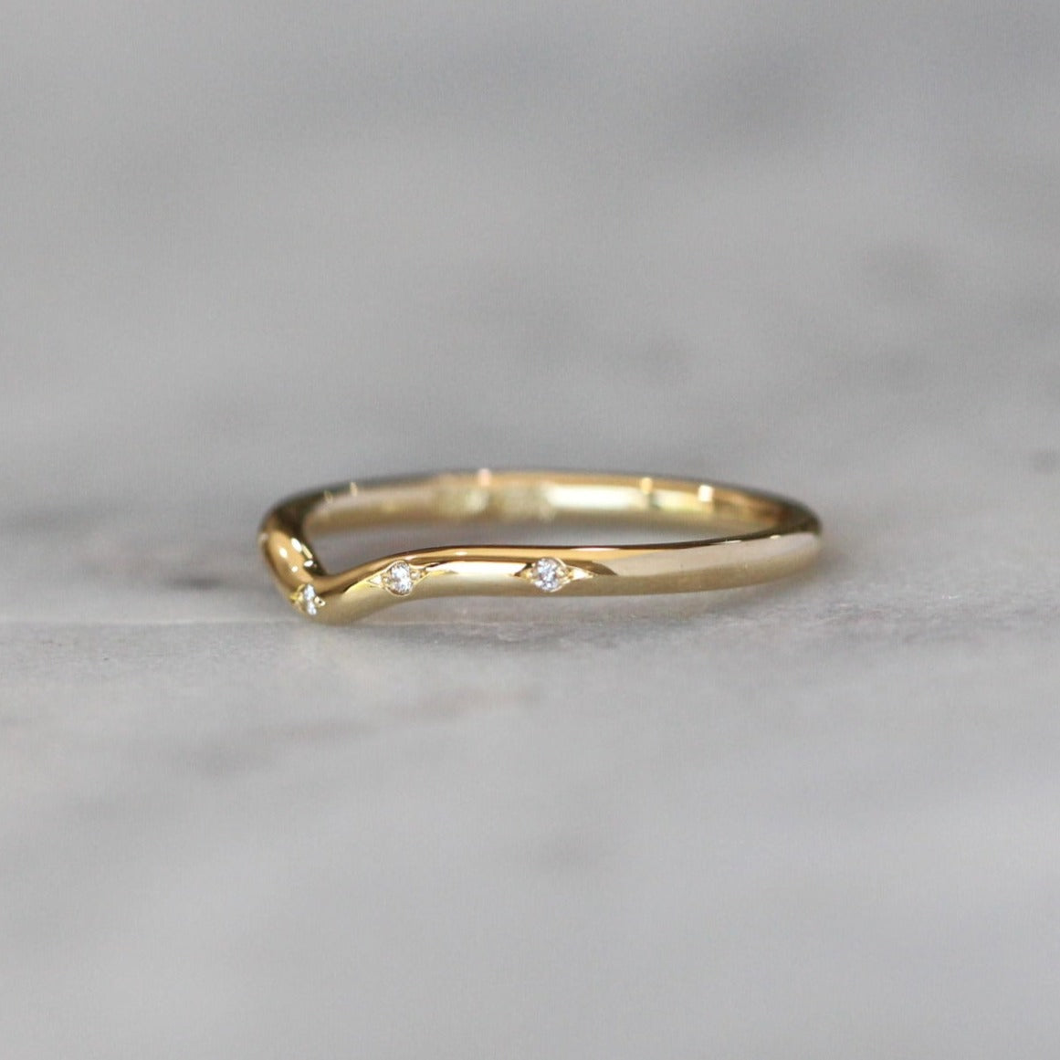 0.10 Carats Moissanite Round Shape Curved Wedding Band