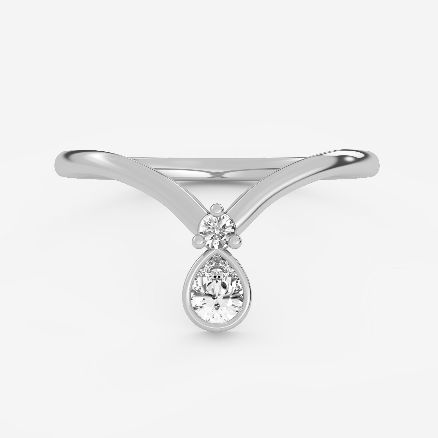 0.10 Carats Moissanite Round & Pear Shape Curved Wedding Band