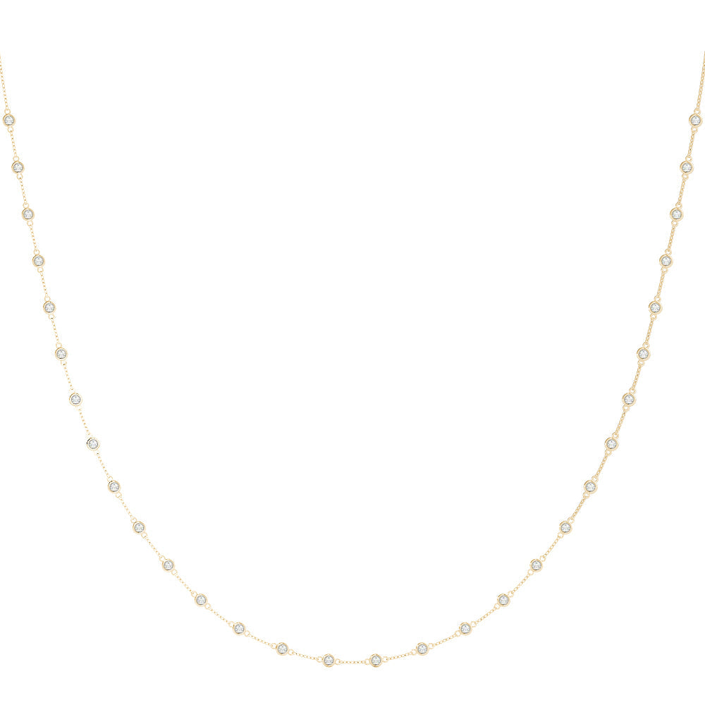 0.75 Carats Round Shape Moissanite Dainty Necklace