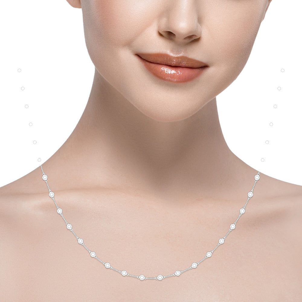0.75 Carats Round Shape Moissanite Dainty Necklace