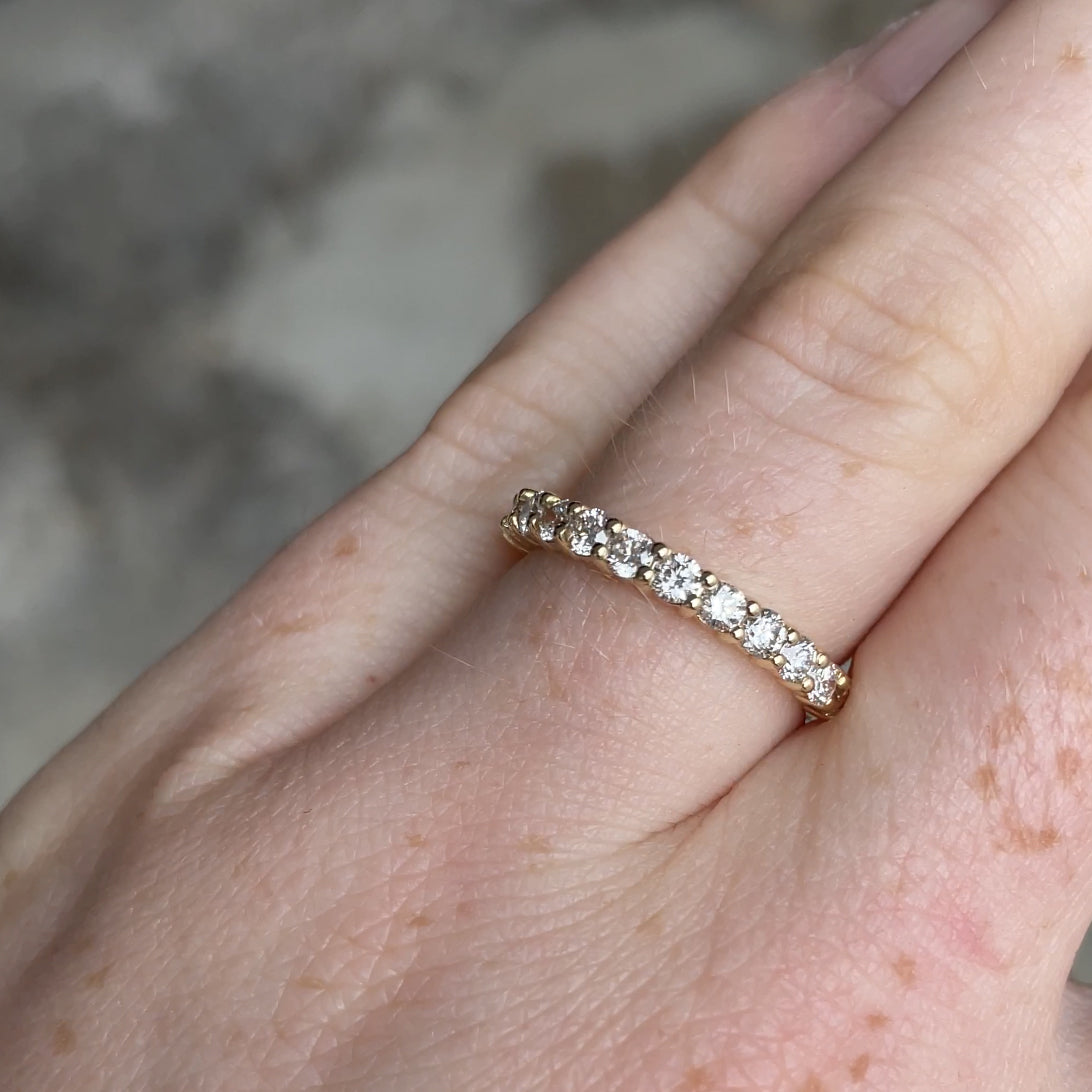 0.70 Carats Moissanite Round Shape U Shaped Wedding Band
