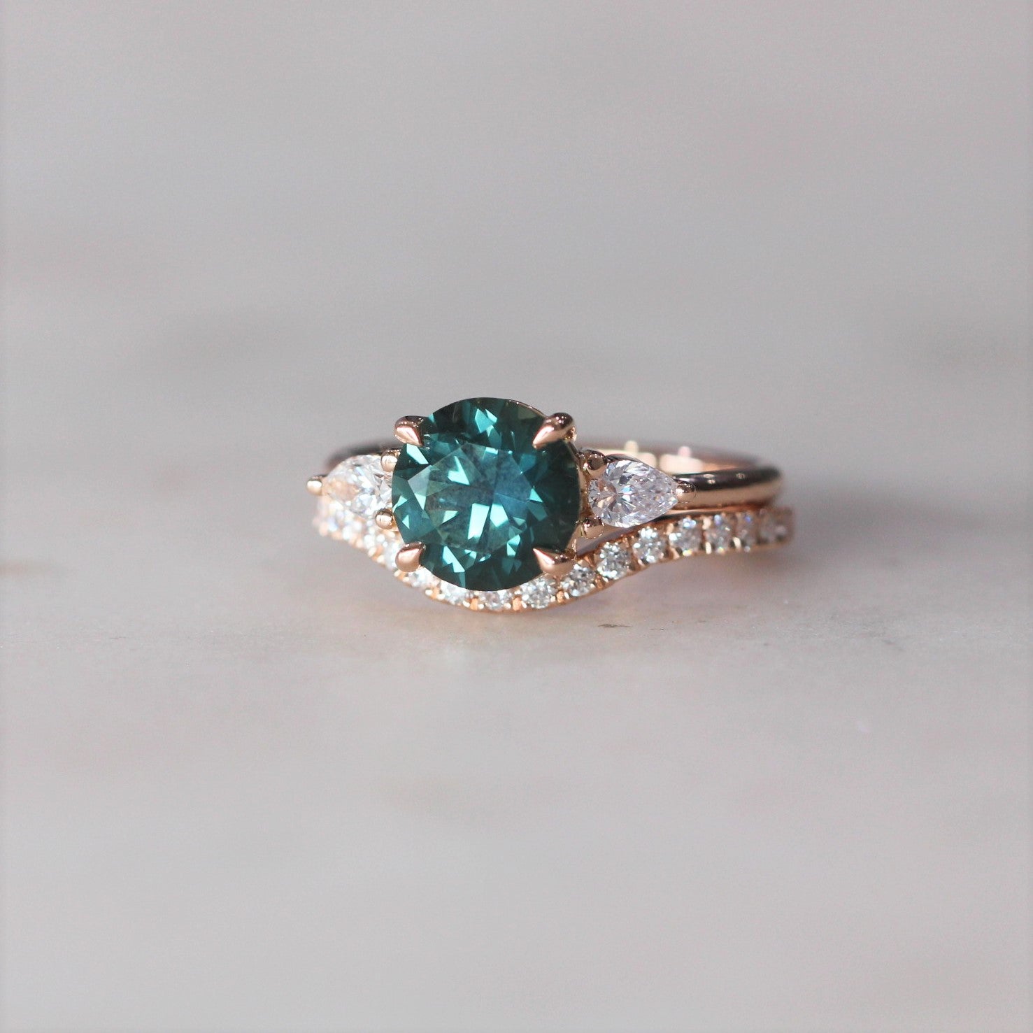 0.30 Carats Moissanite Round Shape Curved Wedding Band