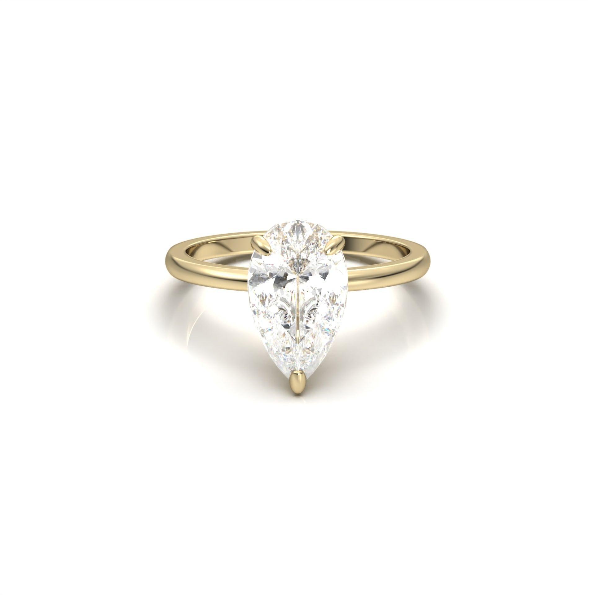1.75 Carats Pear Shape Moissanite Solitaire Engagement Ring