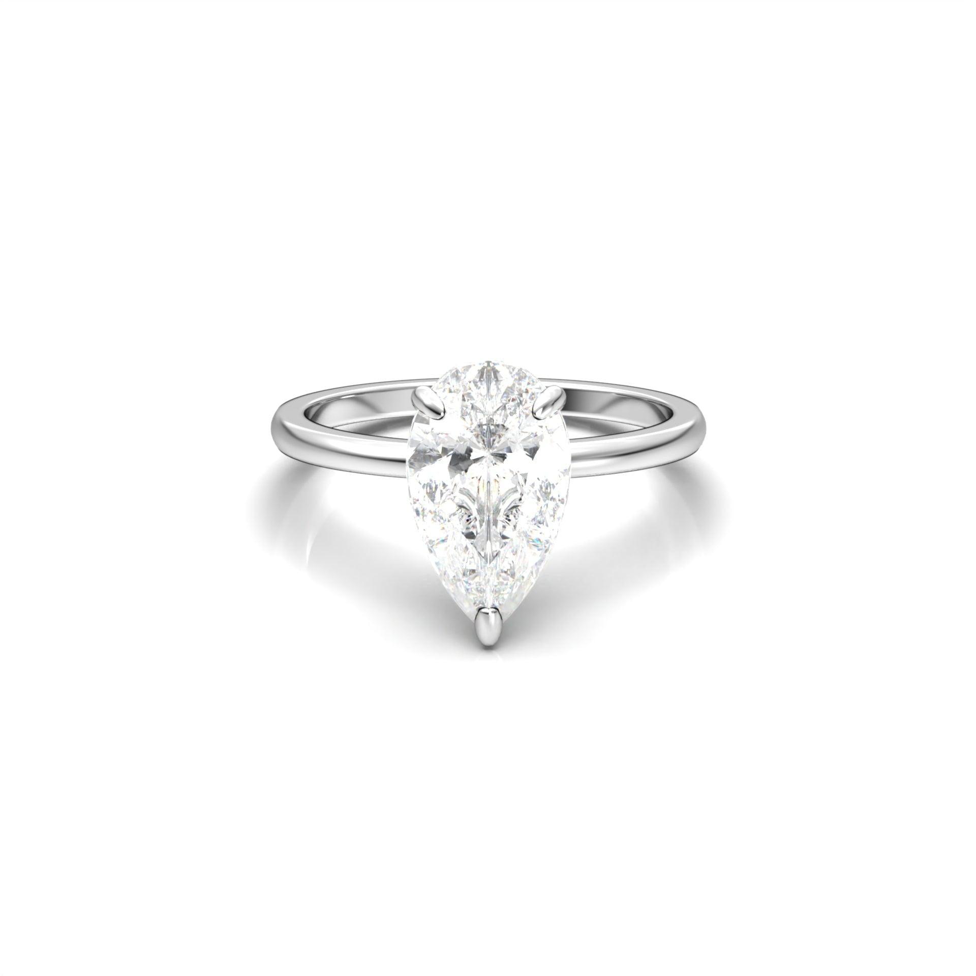 1.75 Carats Pear Shape Moissanite Solitaire Engagement Ring