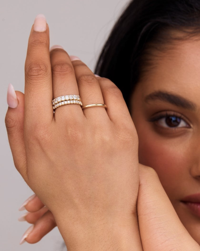 0.10 Carats Moissanite Round Half Eternity Wedding Band