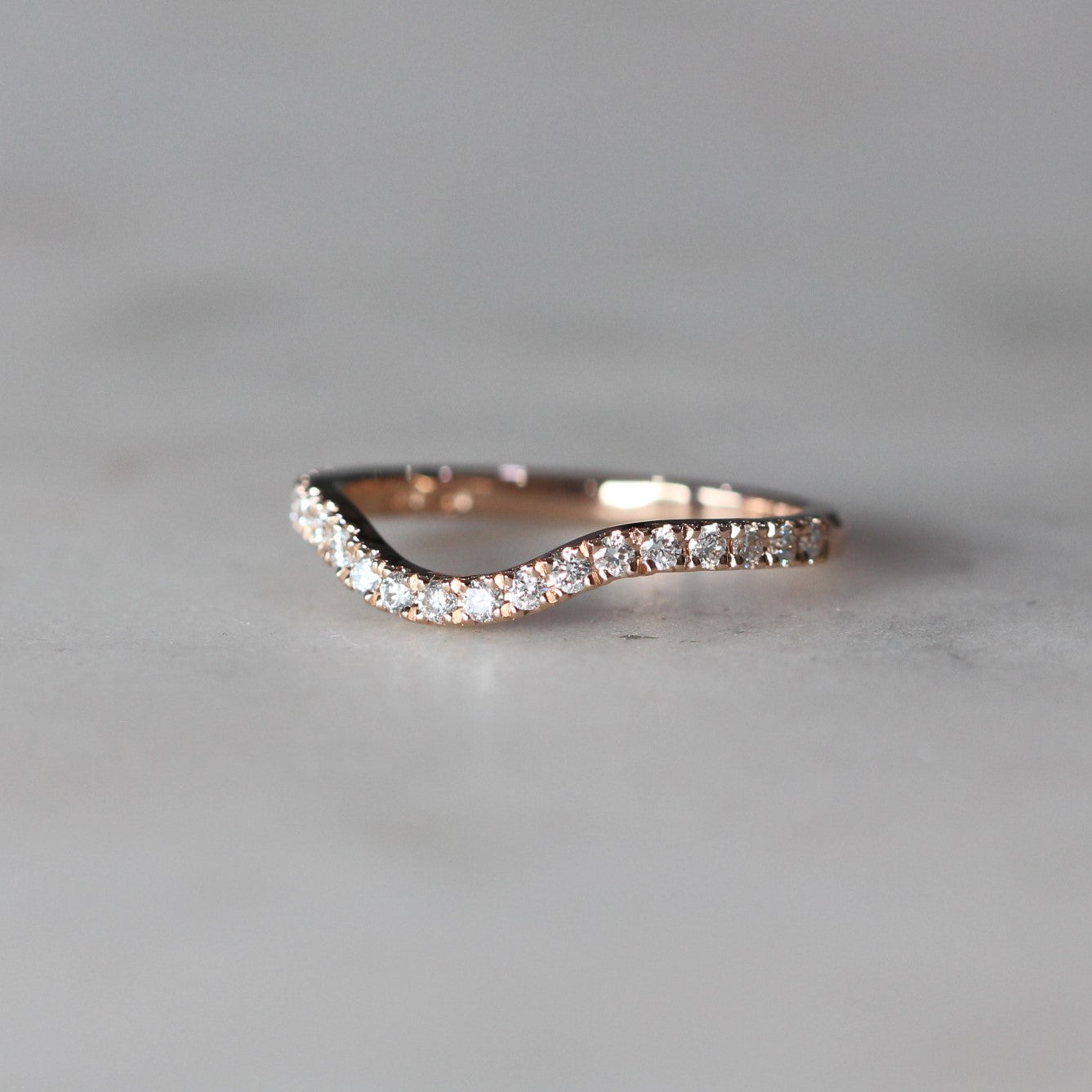 0.30 Carats Moissanite Round Shape Curved Wedding Band