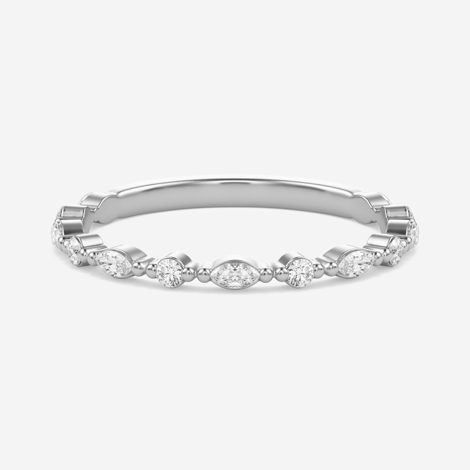 0.15 Carats Moissanite Round & Marquise Shape Floating Wedding Band