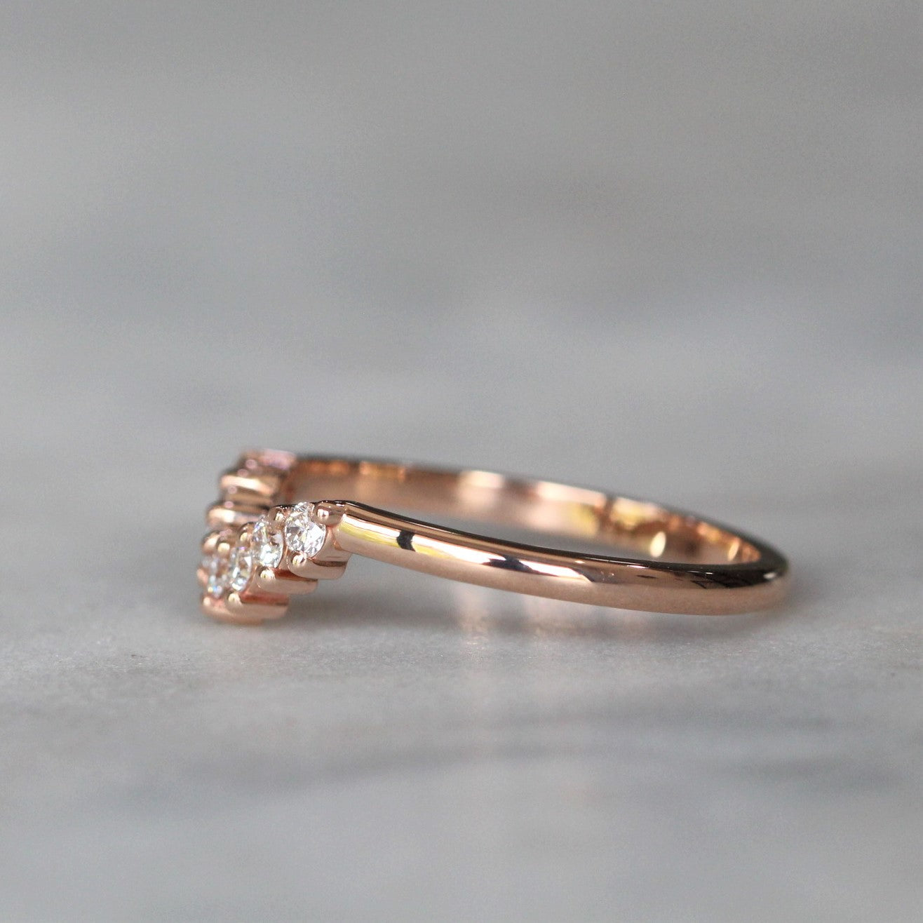 0.25 Carats Moissanite Round Shape Curved Wedding Band