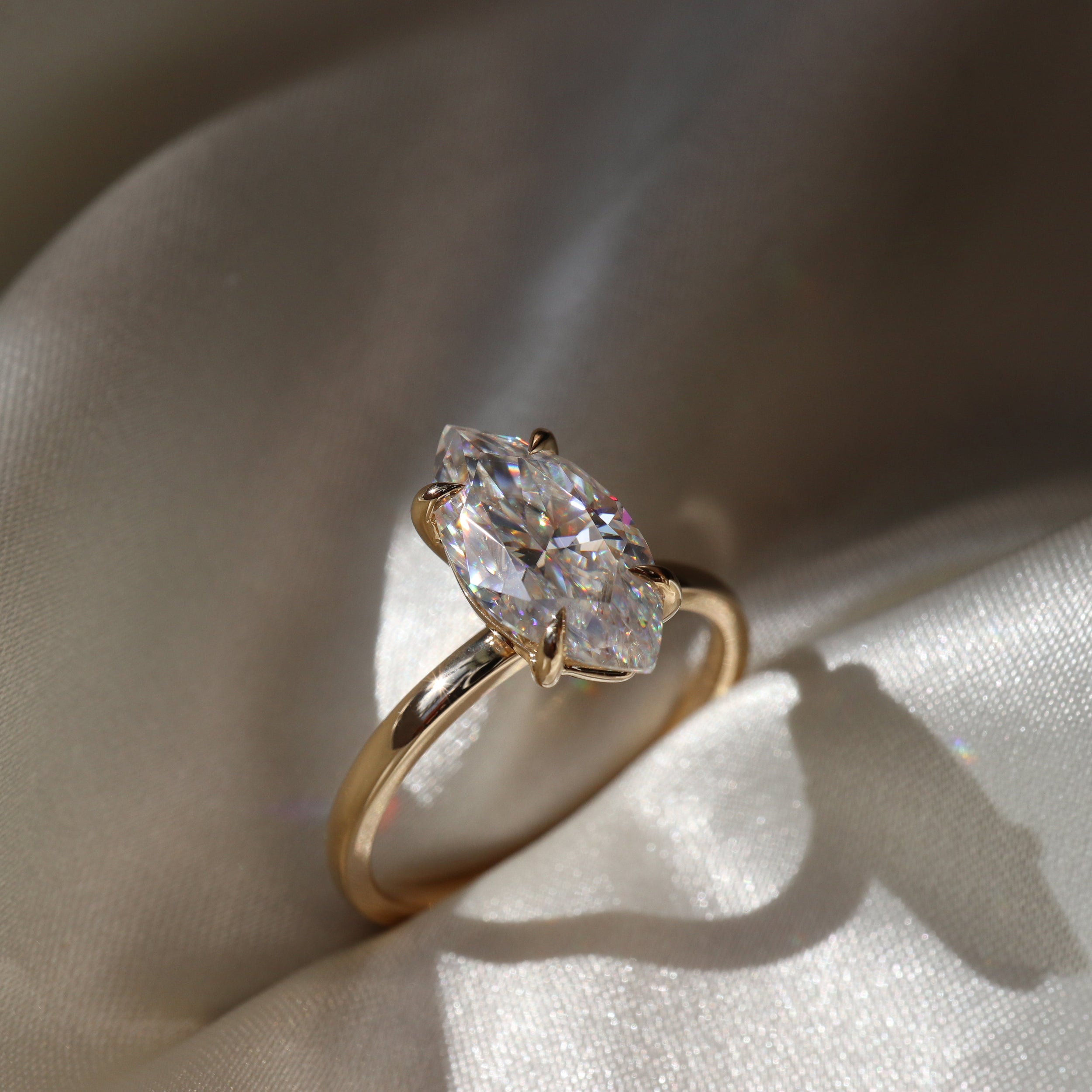 1.6 Carats Marquise Shape Solitaire Moissanite Engagement Ring