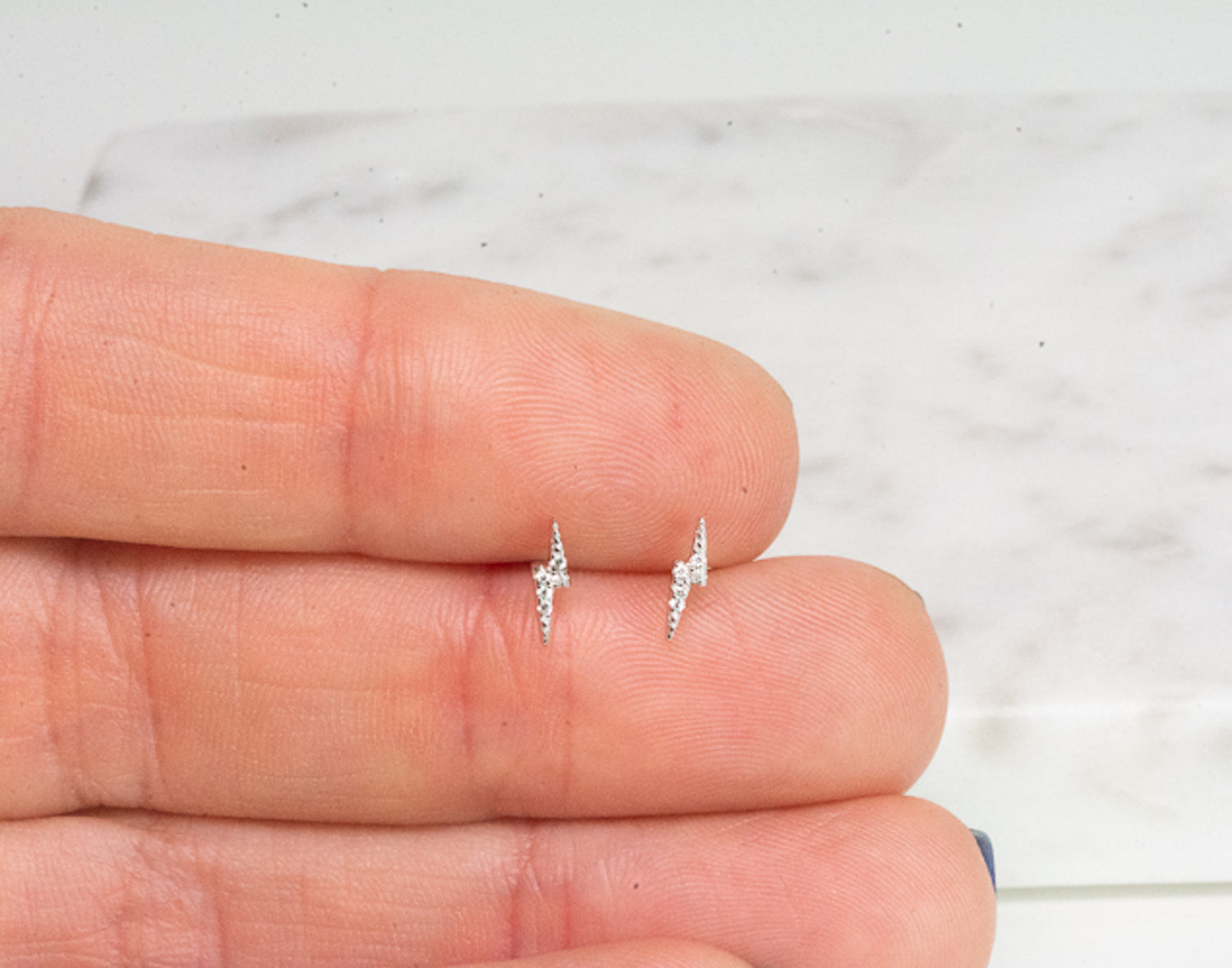 0.20 TCW Round Shape Moissanite Lightning Bolt Studs Earrings