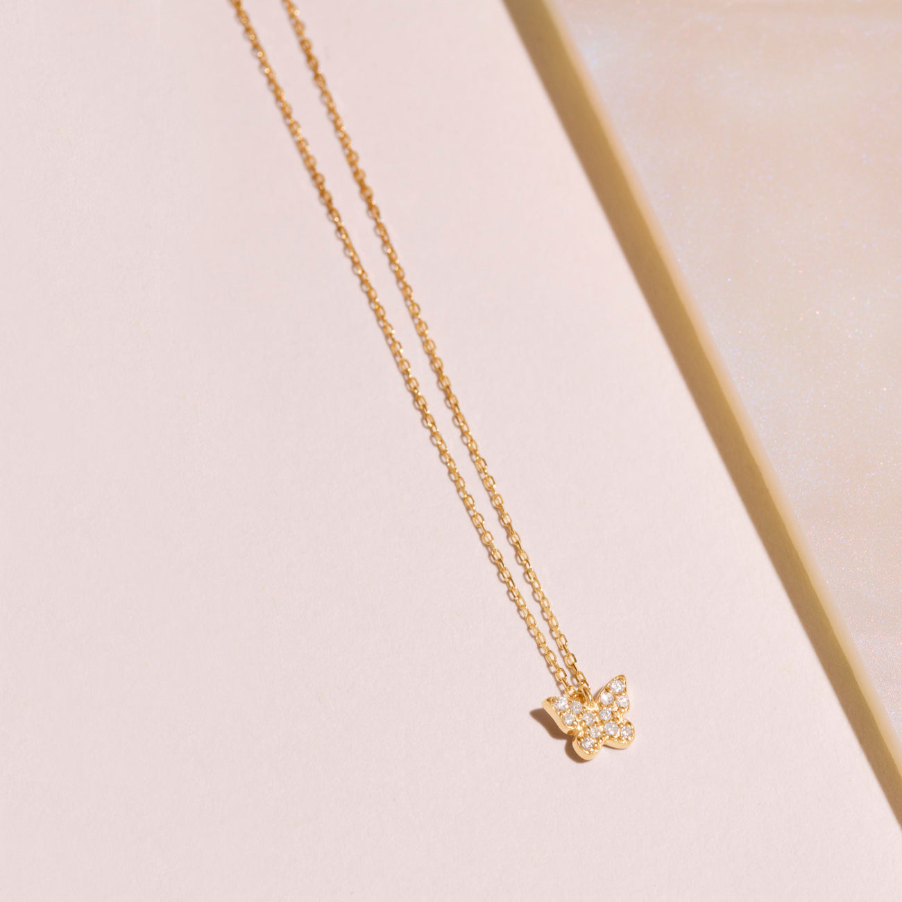 0.15 Carats Round Shape Moissanite Butterfly Necklace