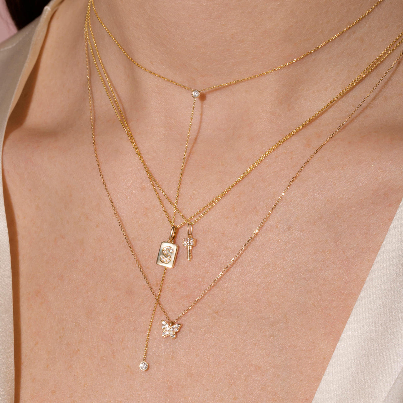 0.15 Carats Round Shape Moissanite Butterfly Necklace