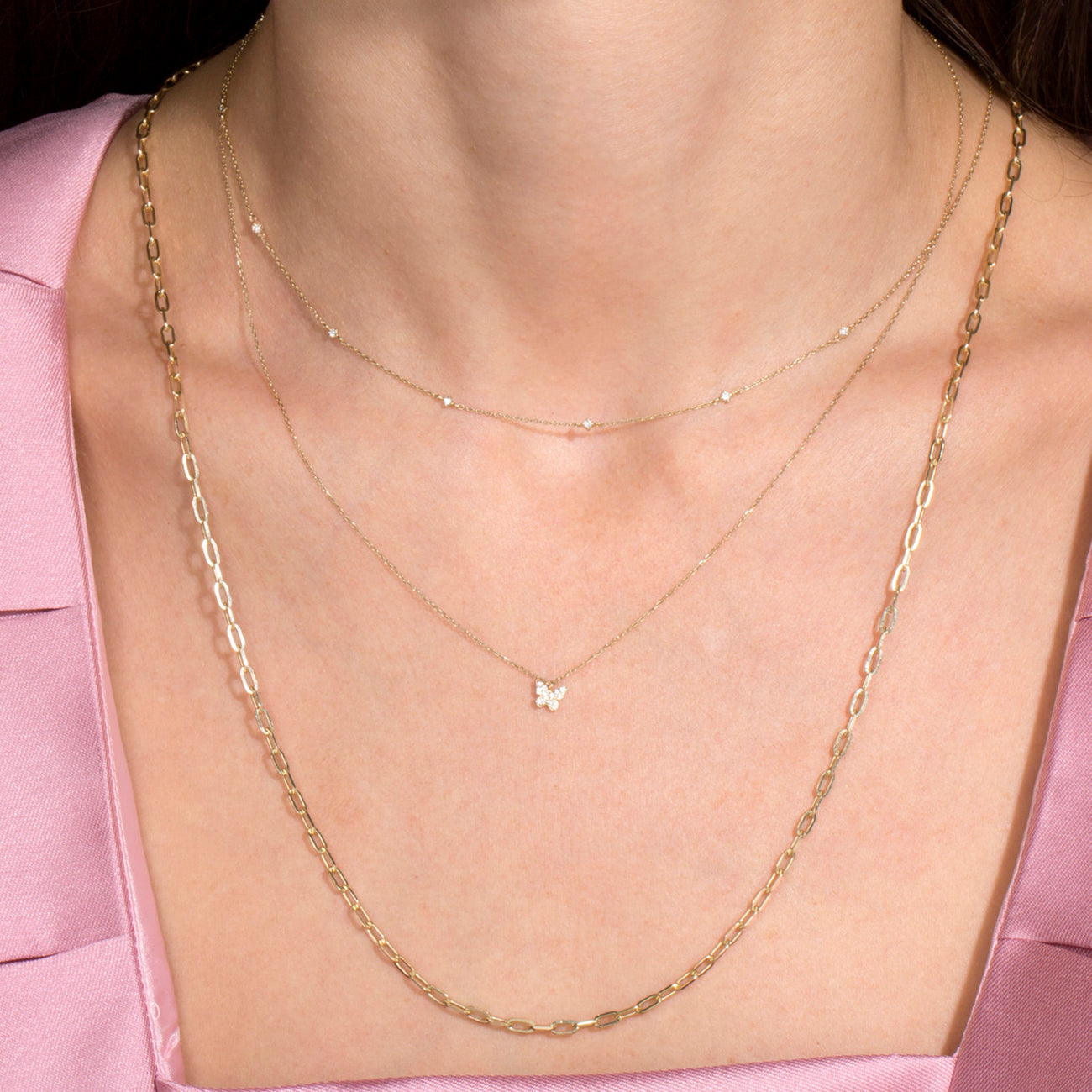 0.15 Carats Round Shape Moissanite Dainty Necklace