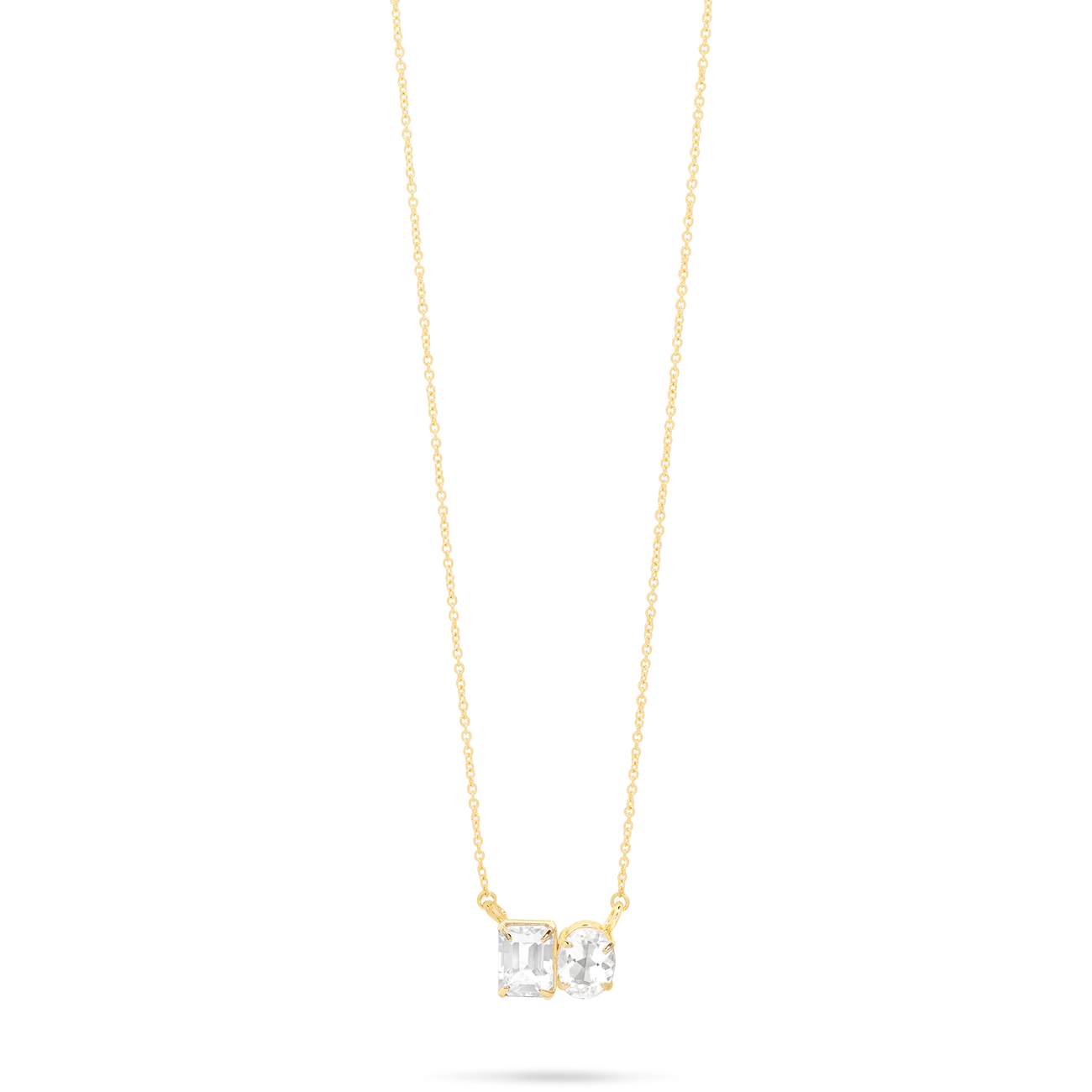 4.0  Carats Oval & Emerald Shape Moissanite Two Stone Necklace