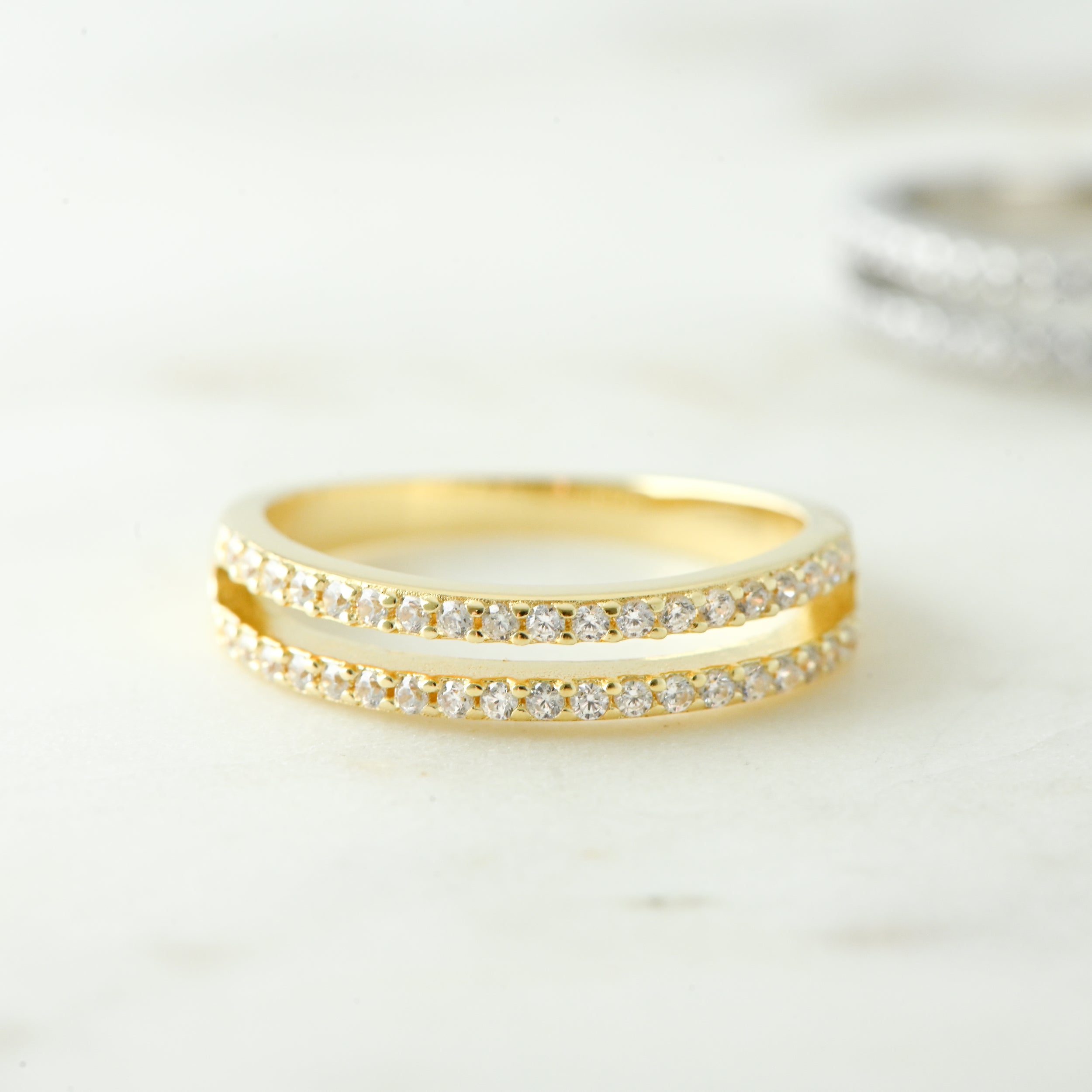 0.45 Carats Moissanite Round Cut Double Band Wedding Band