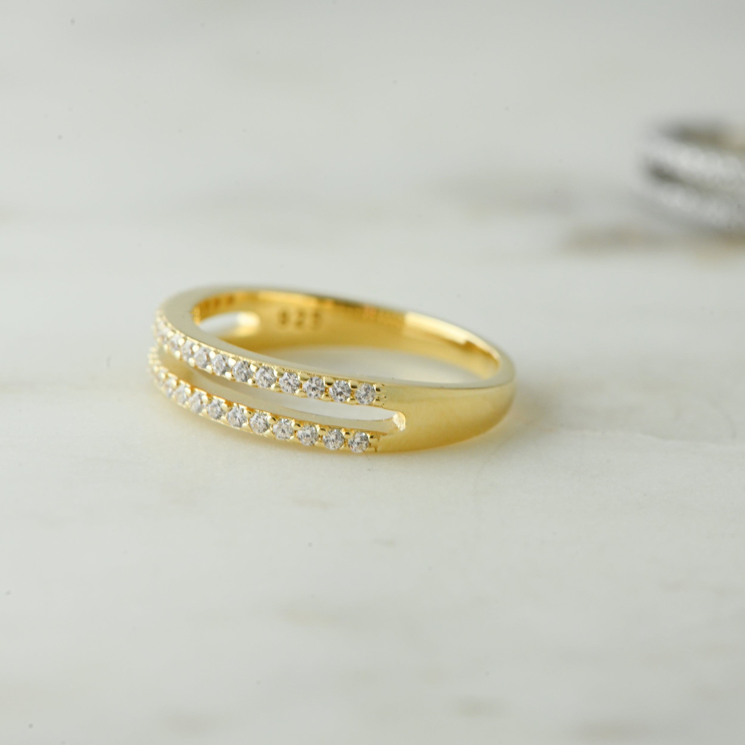 0.45 Carats Moissanite Round Cut Double Band Wedding Band