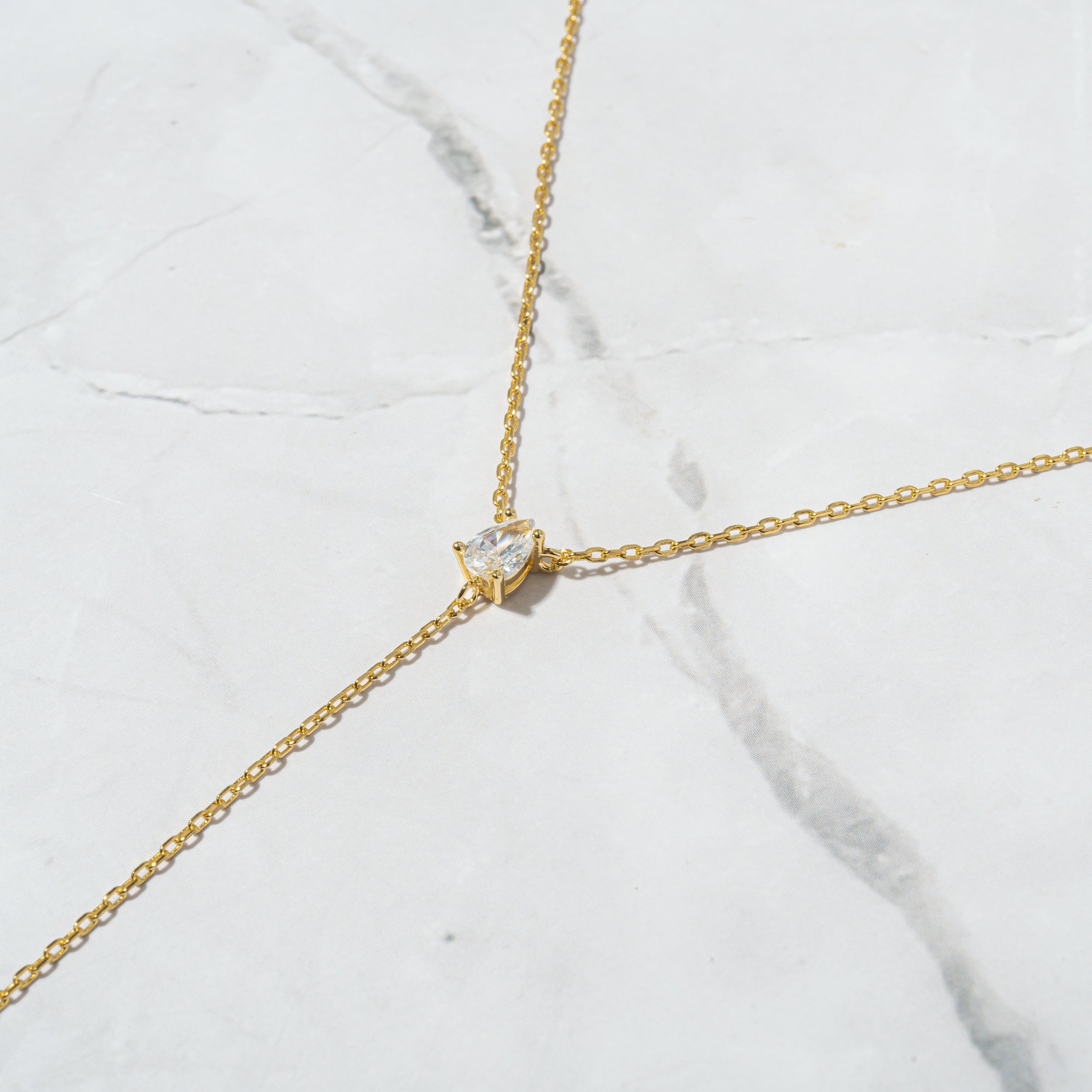 0.25 Carats Pear Shape Moissanite Diamond Lariat Necklace