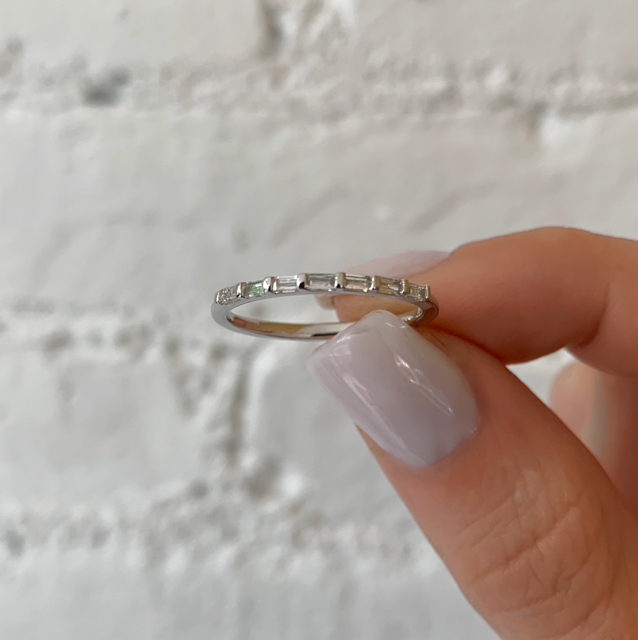 0.18 Carats Lab Grown Diamond Baguette Shape Bar Setting Wedding Band