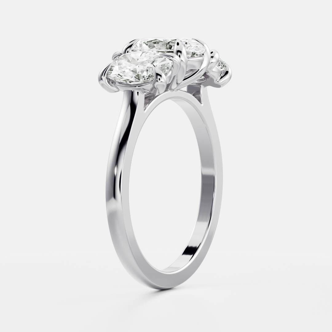 1.20 Carats Oval Shape Moissanite Three Stone Engagement Ring