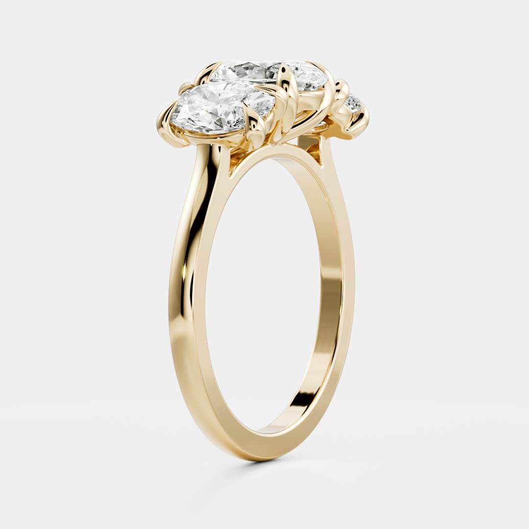 1.20 Carats Oval Shape Moissanite Three Stone Engagement Ring