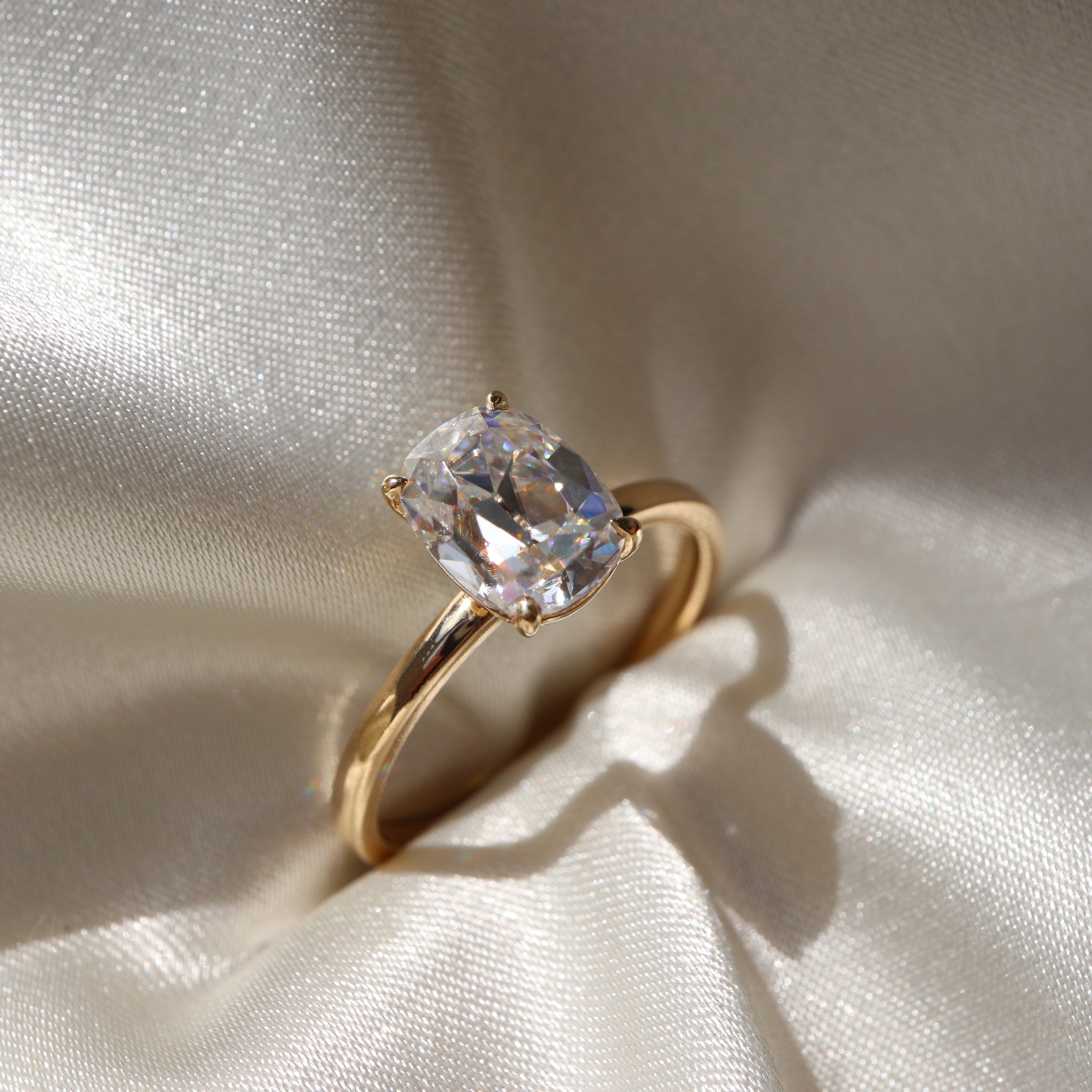1.0 Carats Cushion Shape Solitaire Moissanite Engagement Ring
