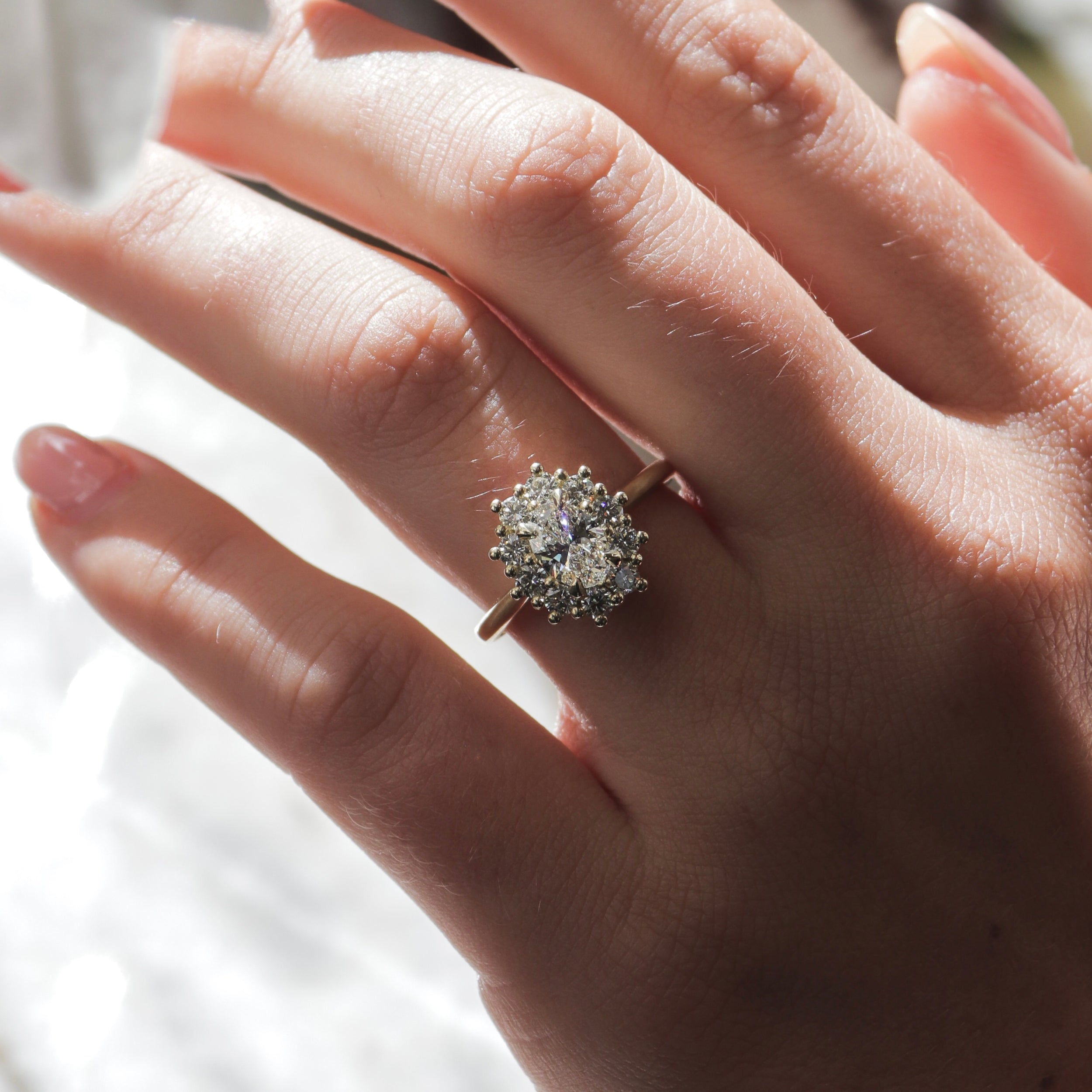 0.90 Carats Oval Shape Moissanite Halo Engagement Ring