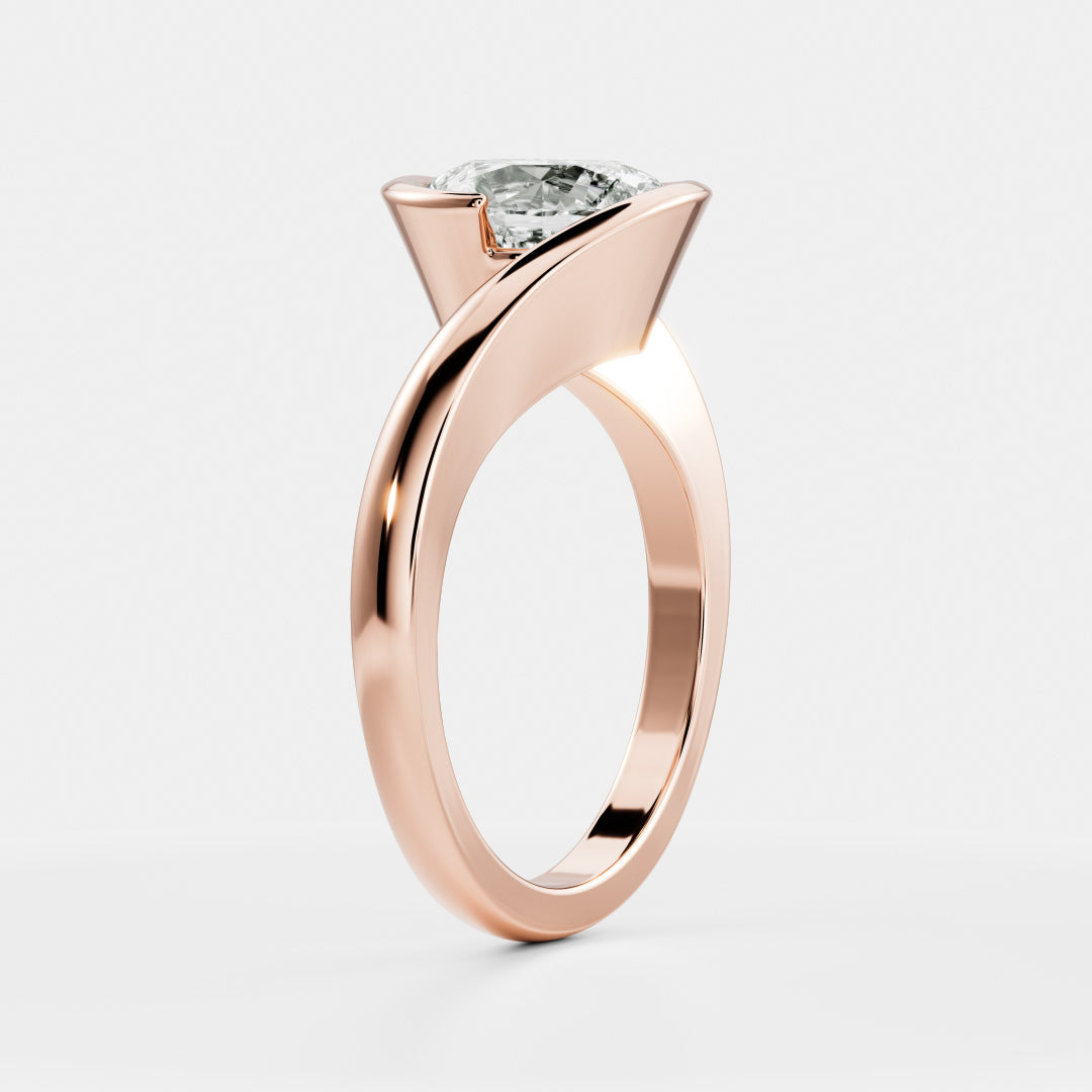 0.90 Carats Suspended Oval Shape Solitaire Moissanite Engagement Ring