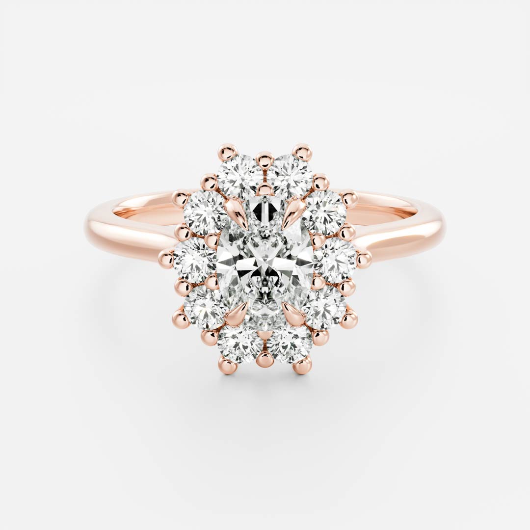 0.90 Carats Oval Shape Moissanite Halo Engagement Ring