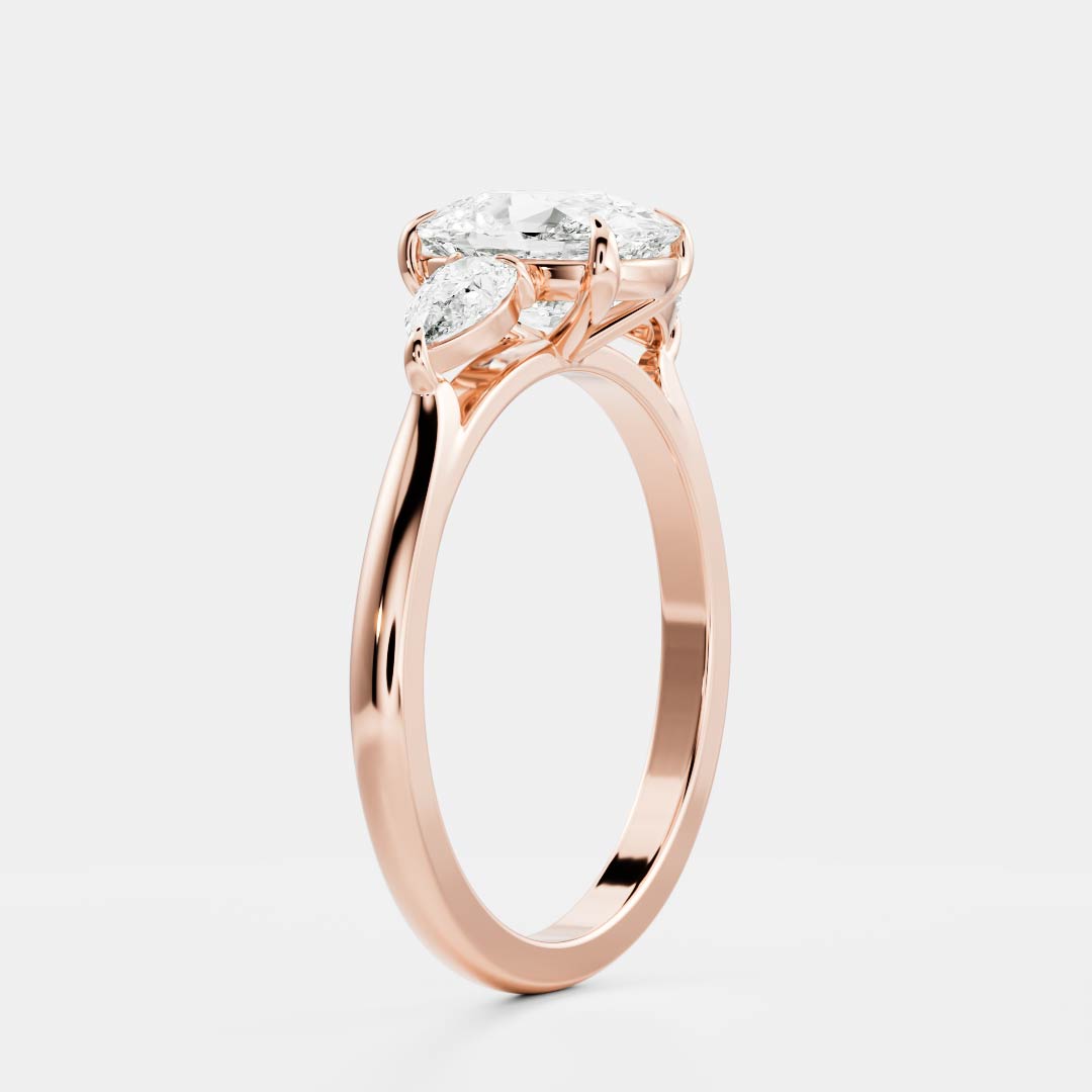 1.20 Carats Elongated Cushion Shape Moissanite Three Stone Engagement Ring