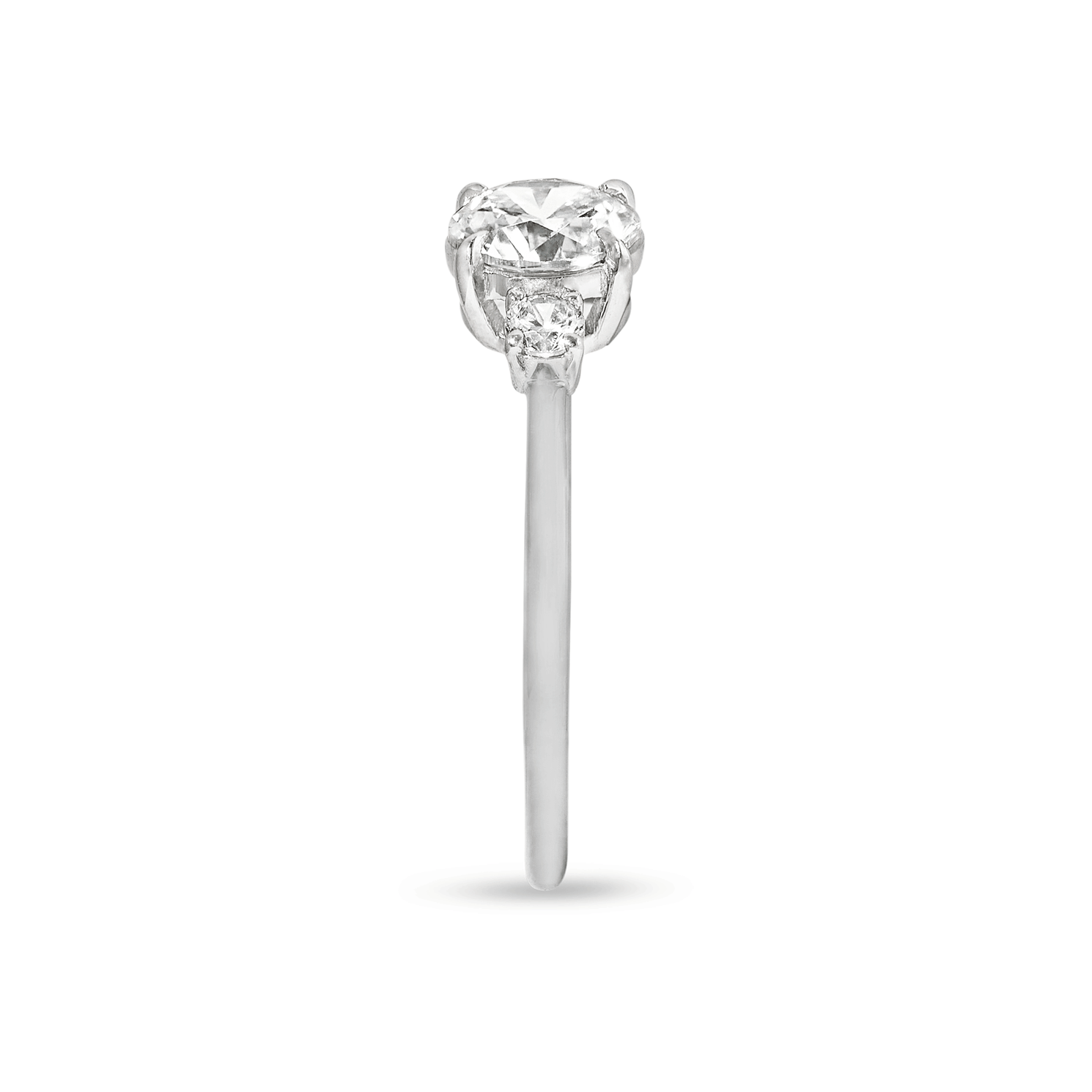 0.90 Carats Lab Grown Diamond Round Shape G-SI1 Three Stones Engagement Ring