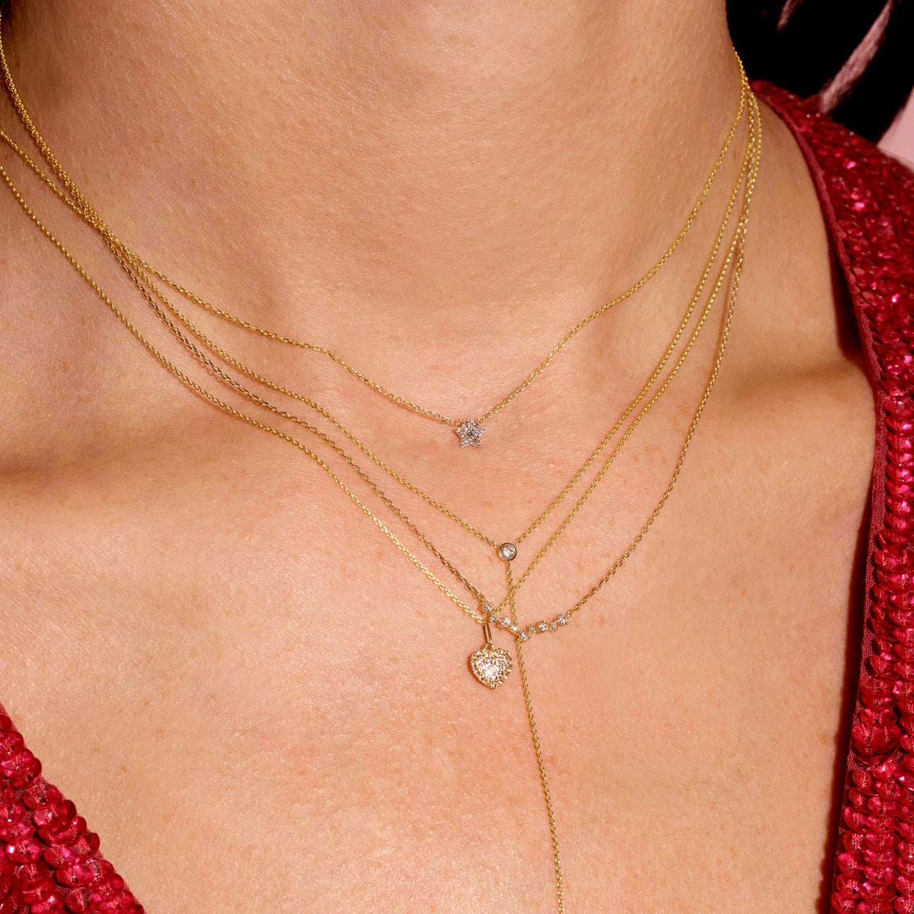 0.05 Carats Round Shape Moissanite Star Necklace
