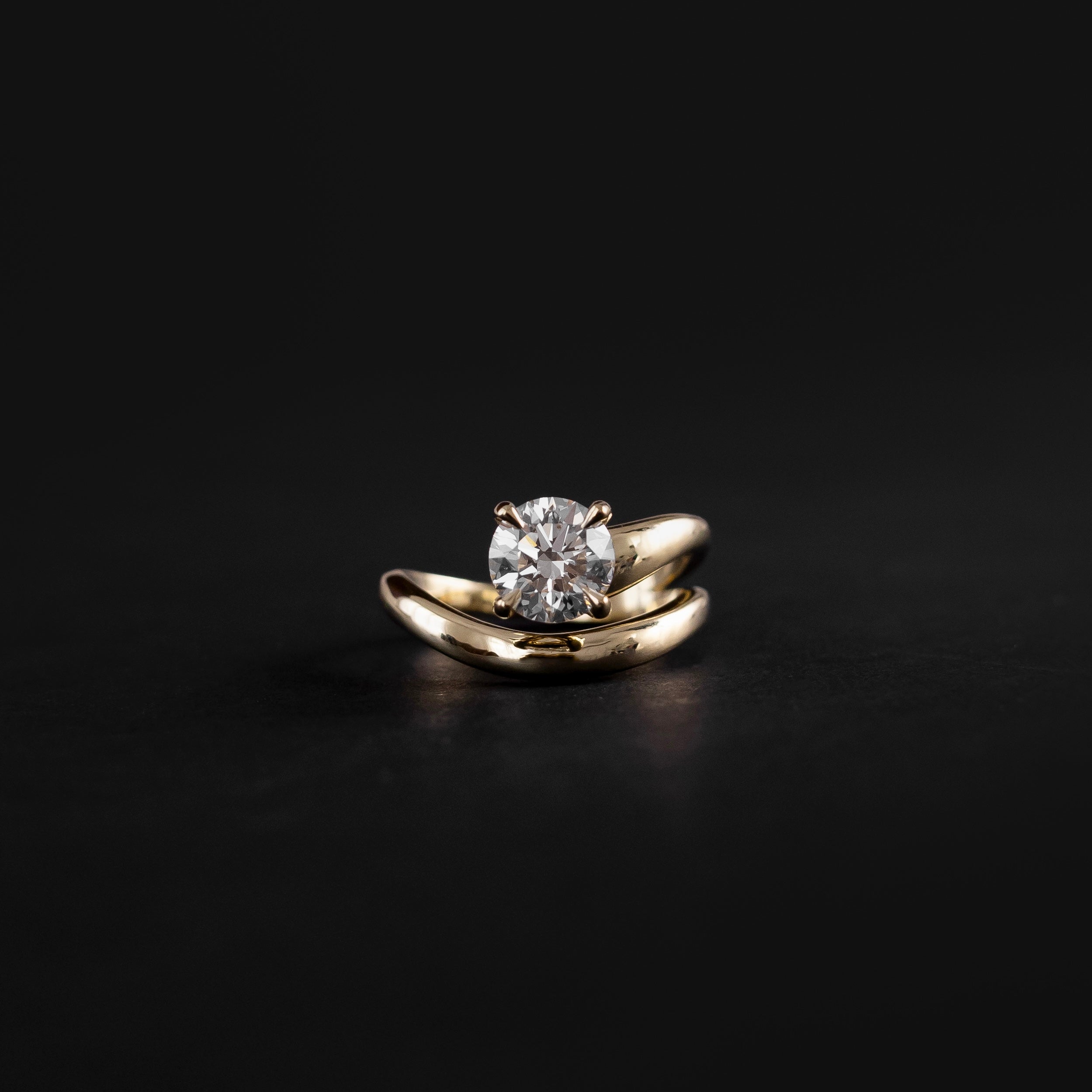0.90 Carats Round Brilliant Shape Moissanite Solitaire with Wrapped Engagement Ring
