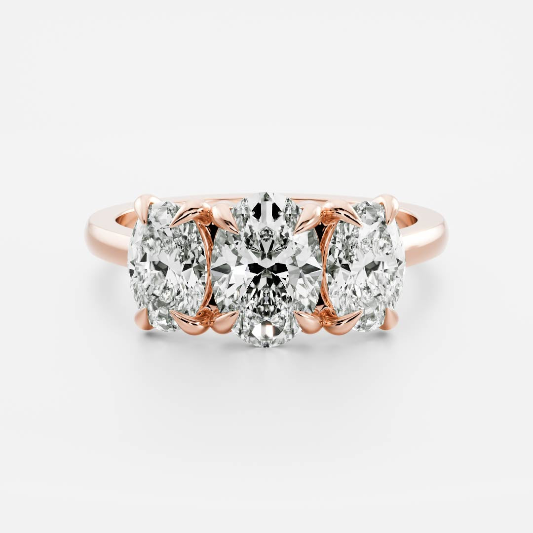 1.20 Carats Oval Shape Moissanite Three Stone Engagement Ring