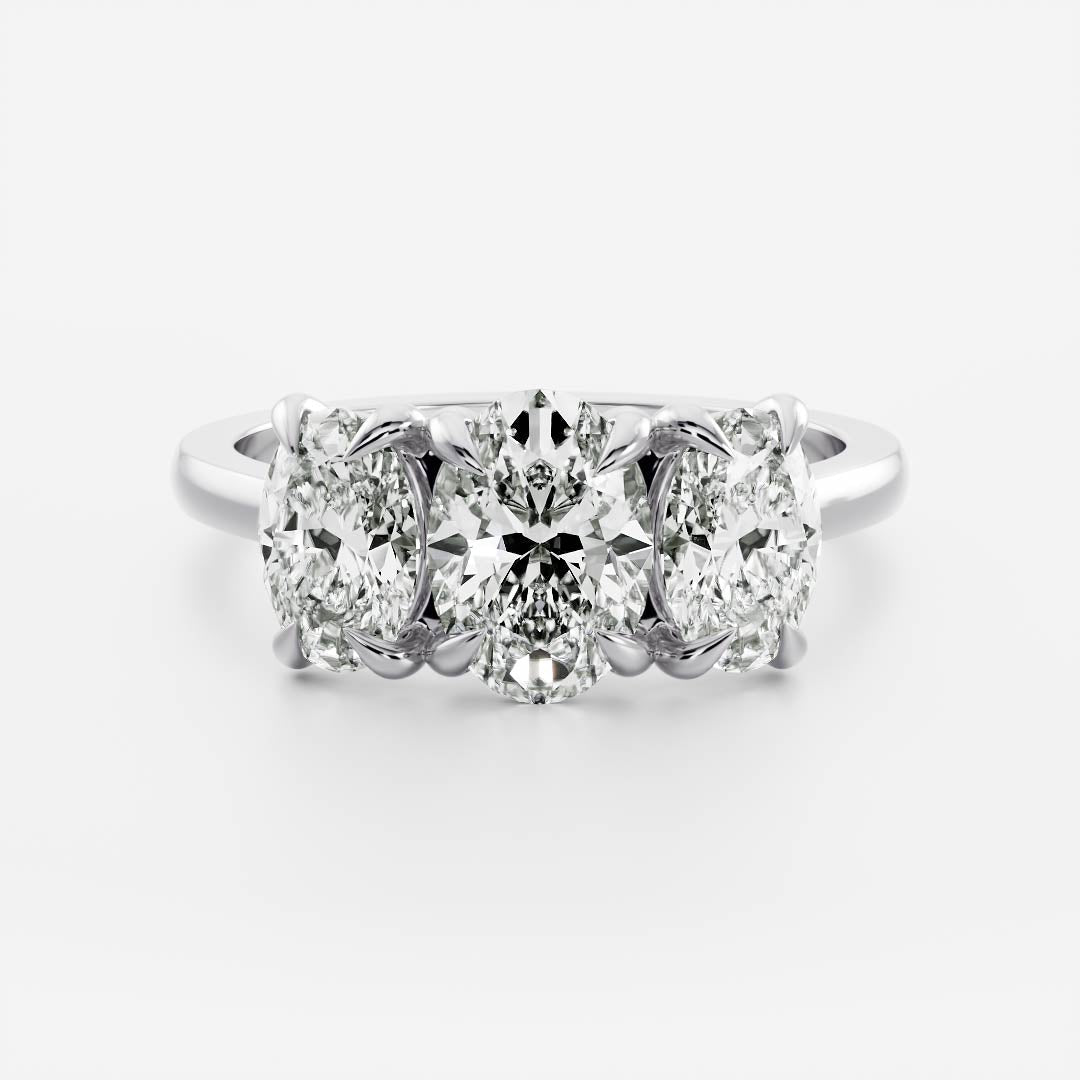 1.20 Carats Oval Shape Moissanite Three Stone Engagement Ring