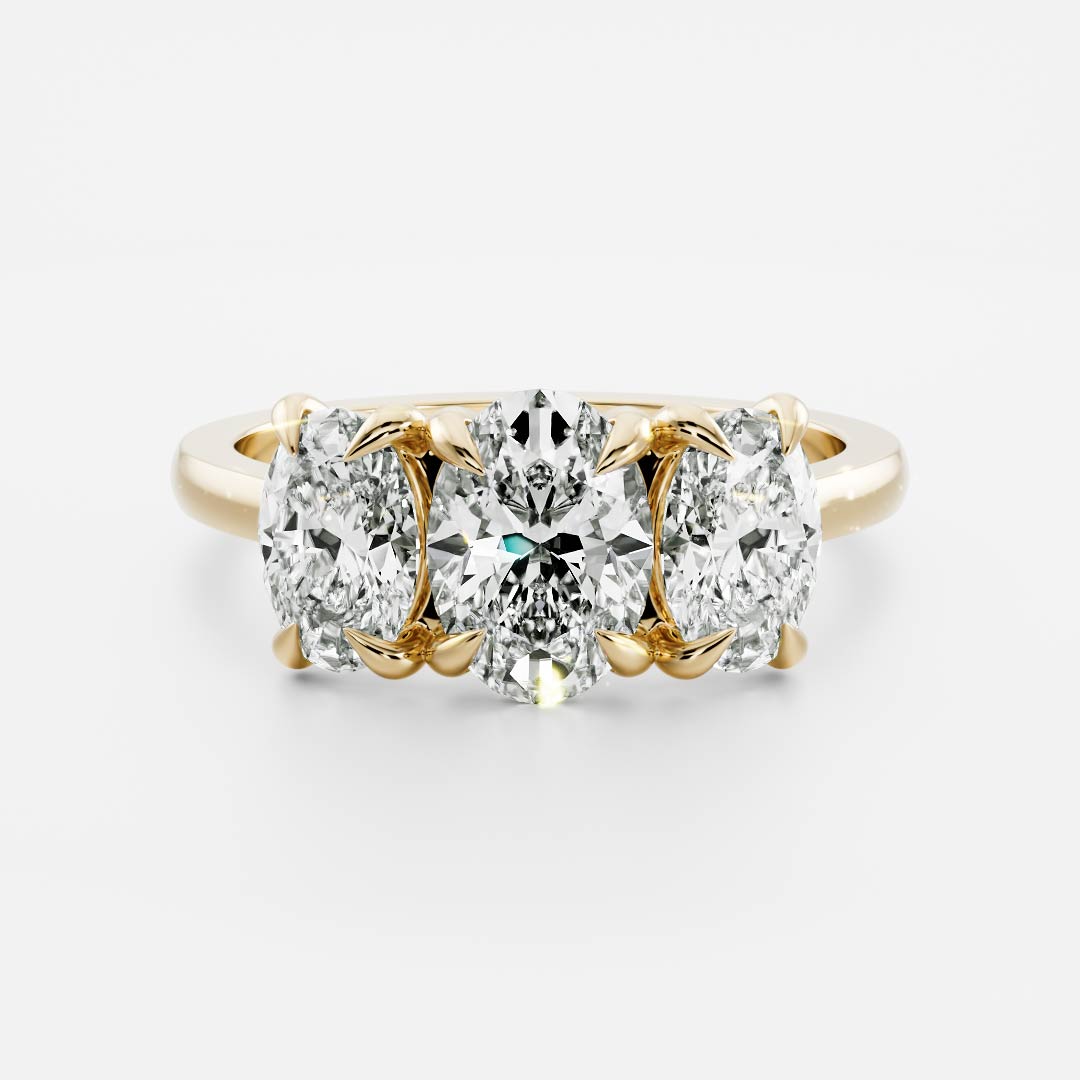 1.20 Carats Oval Shape Moissanite Three Stone Engagement Ring