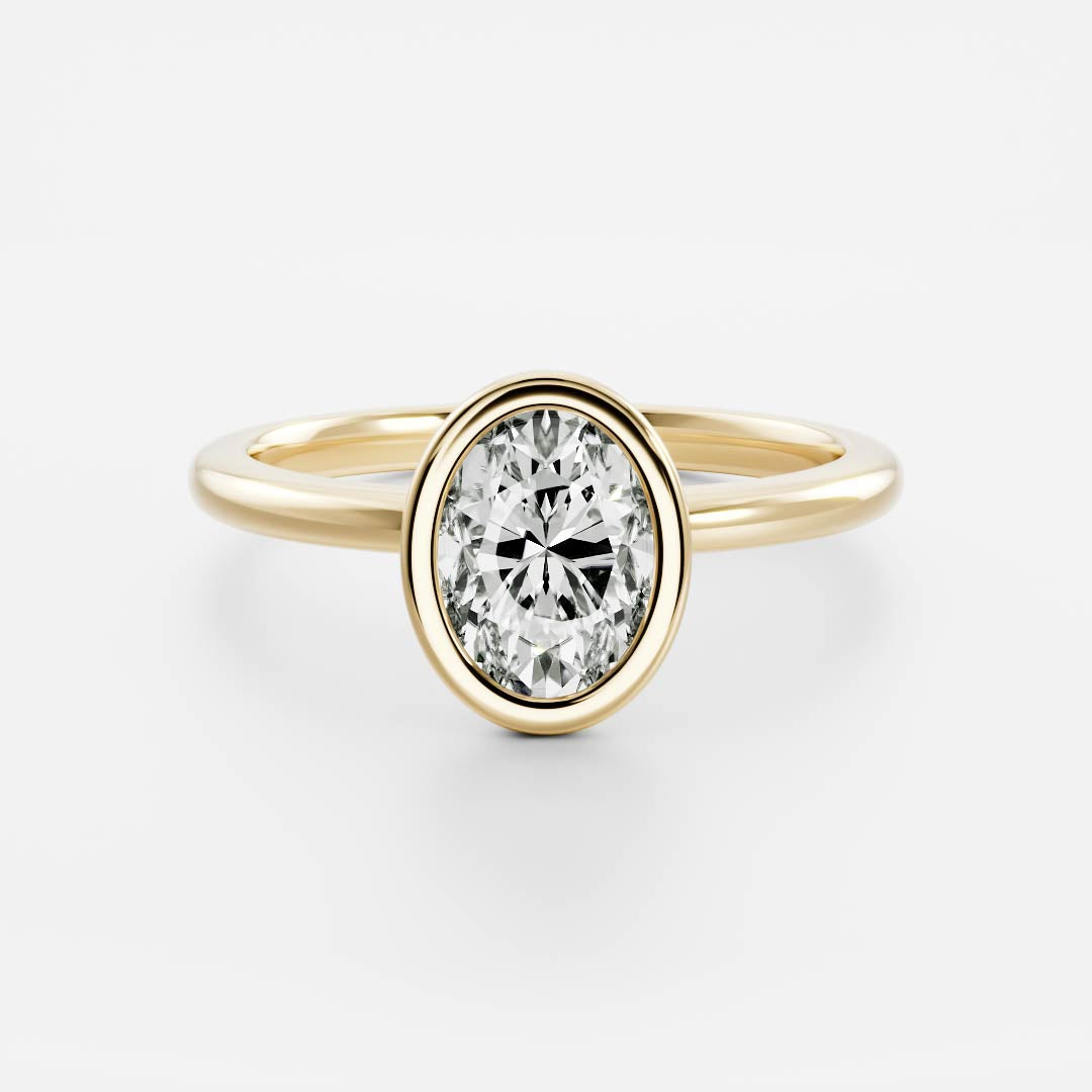 0.80 Carats Oval Shape Moissanite Bezel Solitaire Engagement Ring