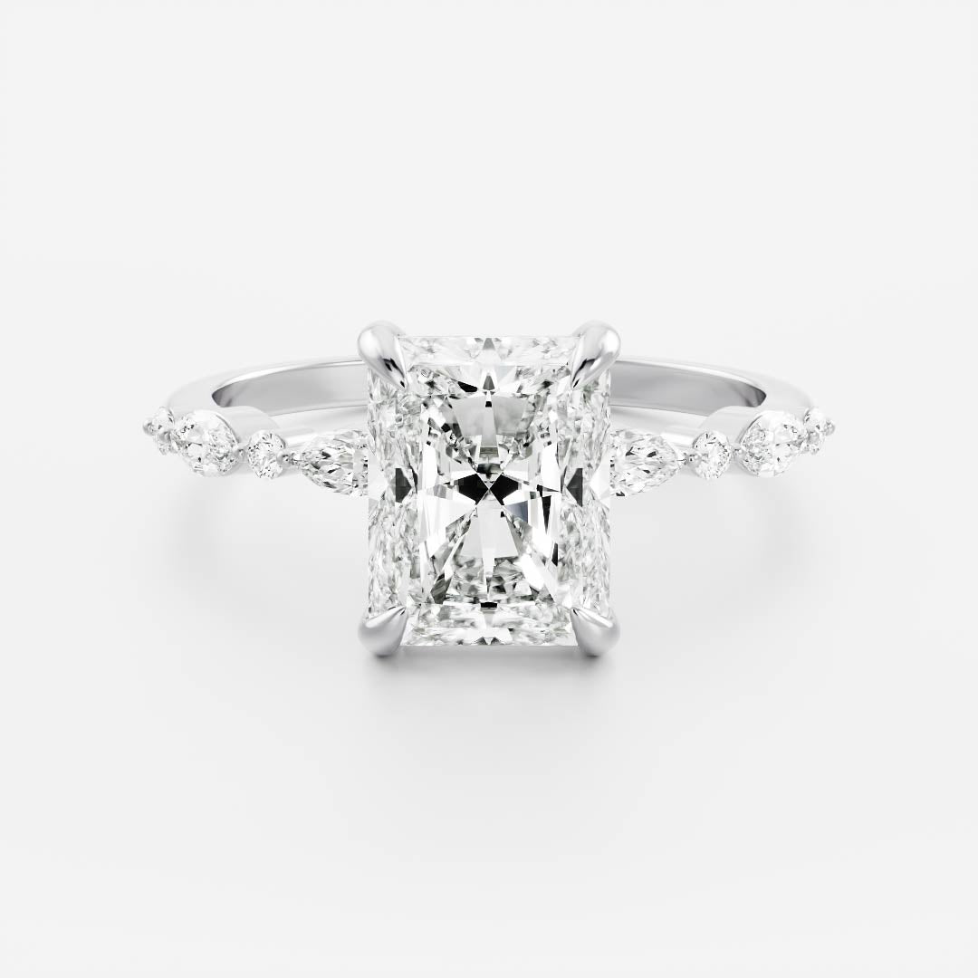 1.70 Carats Radiant Shape Moissanite Pave Setting Engagement Ring