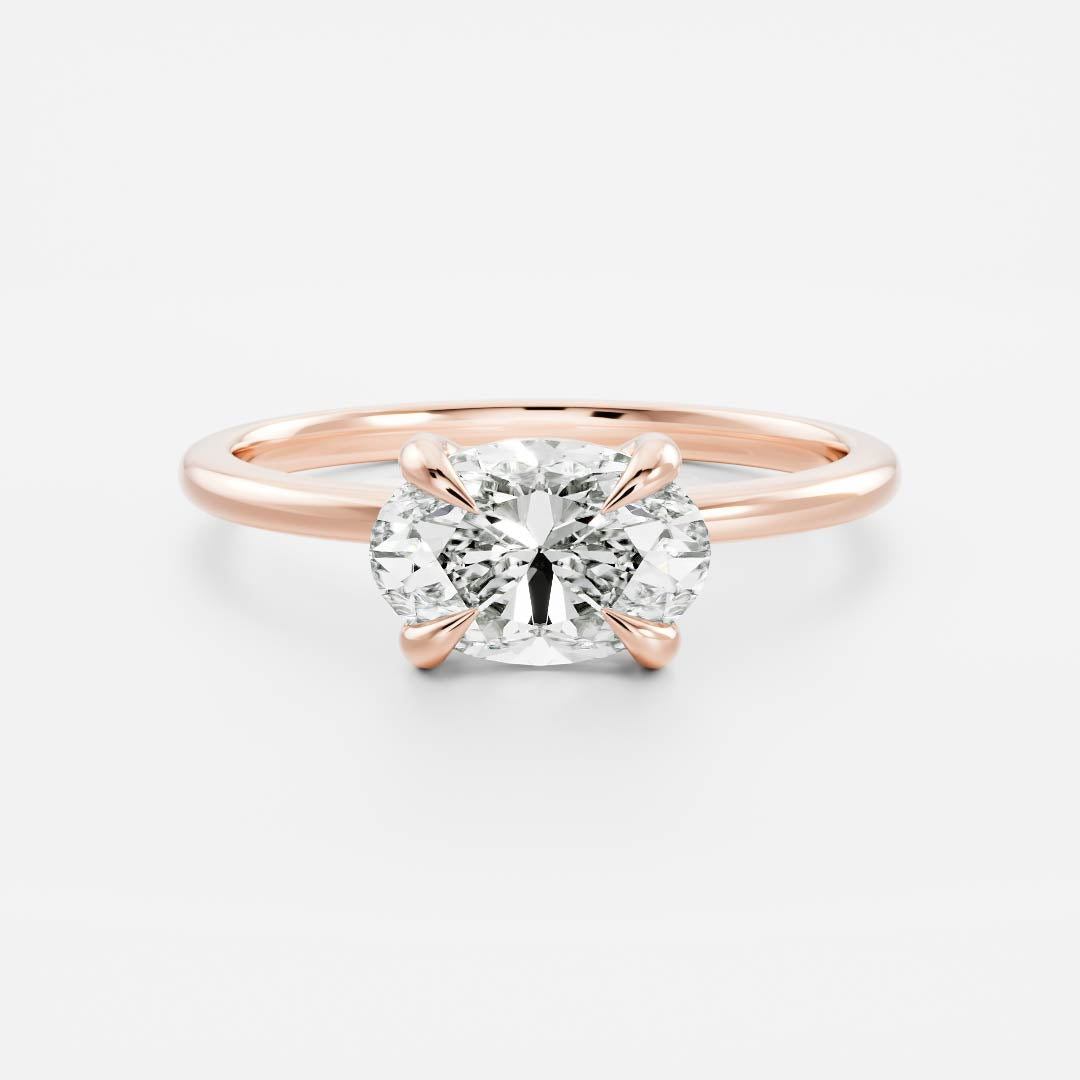 1.30 Carats East-West Oval Shape Moissanite Solitaire Engagement Ring