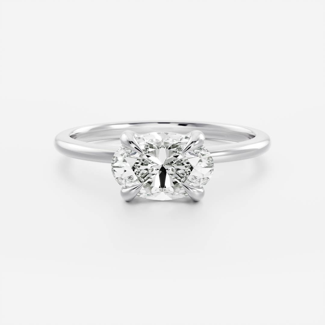 1.30 Carats East-West Oval Shape Moissanite Solitaire Engagement Ring